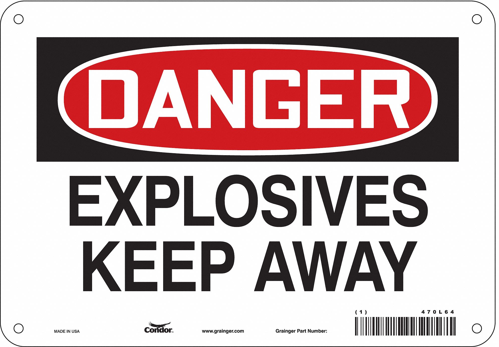 Safety Sign: Polyethylene, Mounting Holes Sign Mounting, 7 in x 10 in Nominal Sign Size