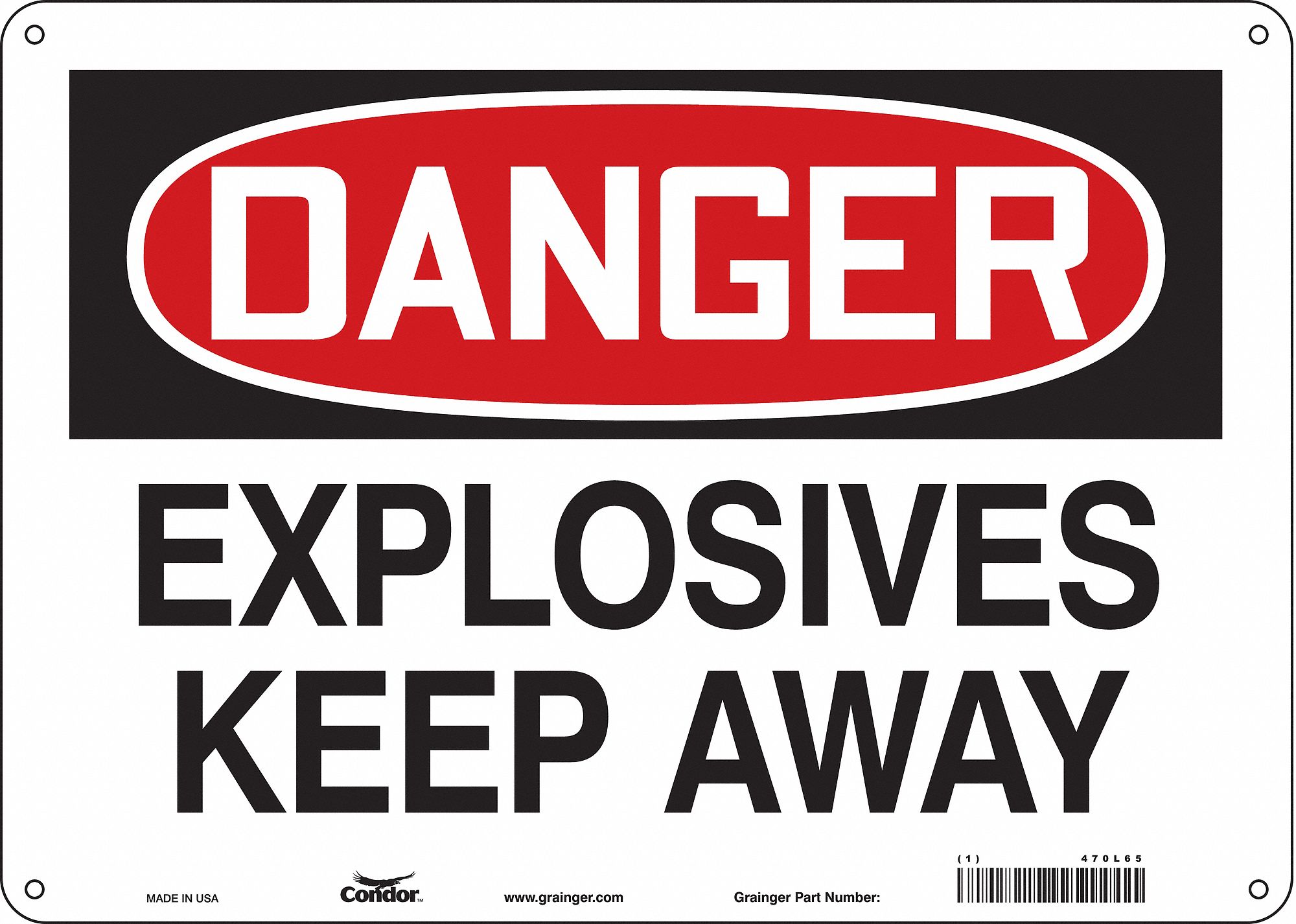 Safety Sign: Polyethylene, Mounting Holes Sign Mounting, 10 in x 14 in Nominal Sign Size
