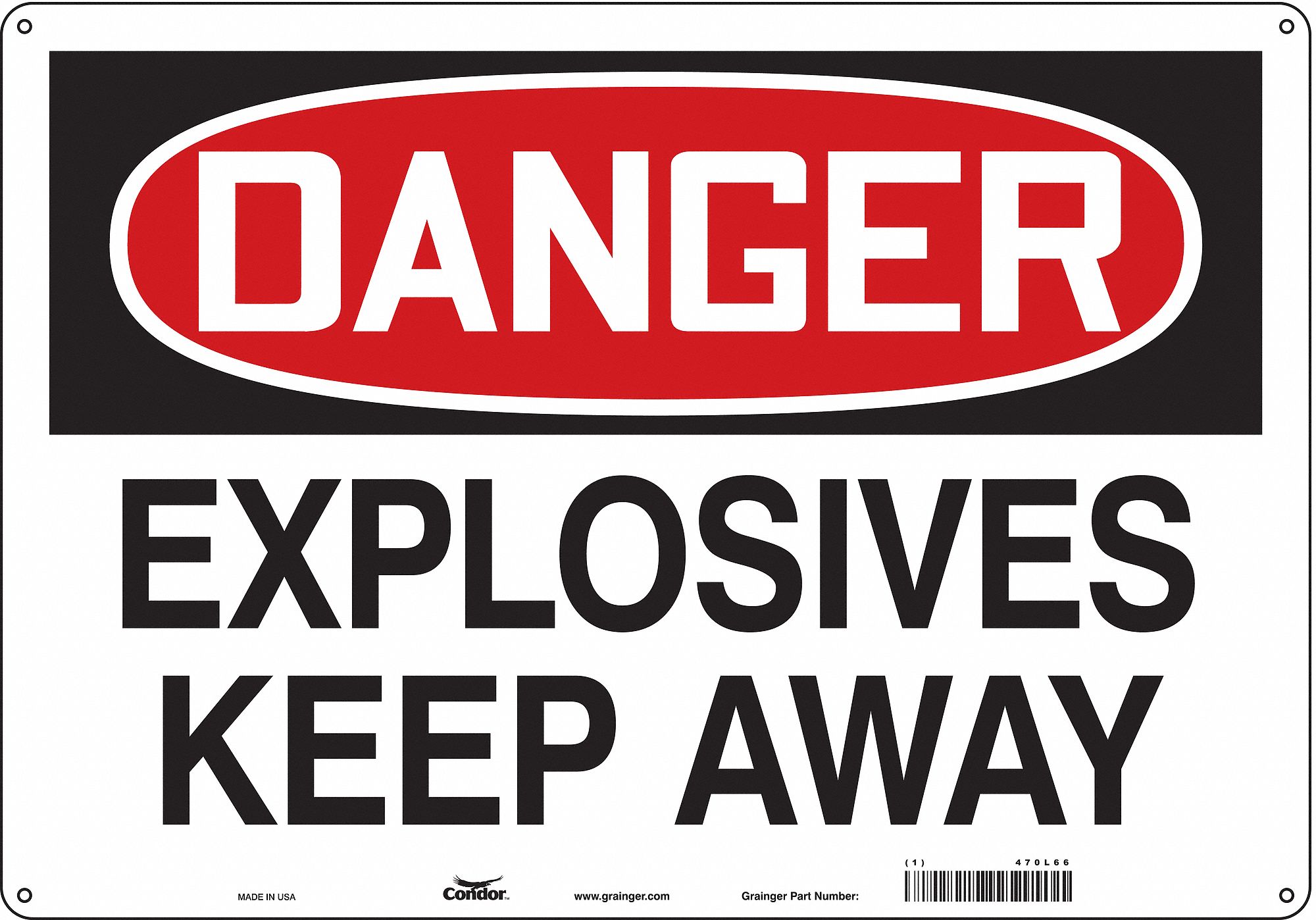 Safety Sign: Polyethylene, Mounting Holes Sign Mounting, 14 in x 20 in Nominal Sign Size