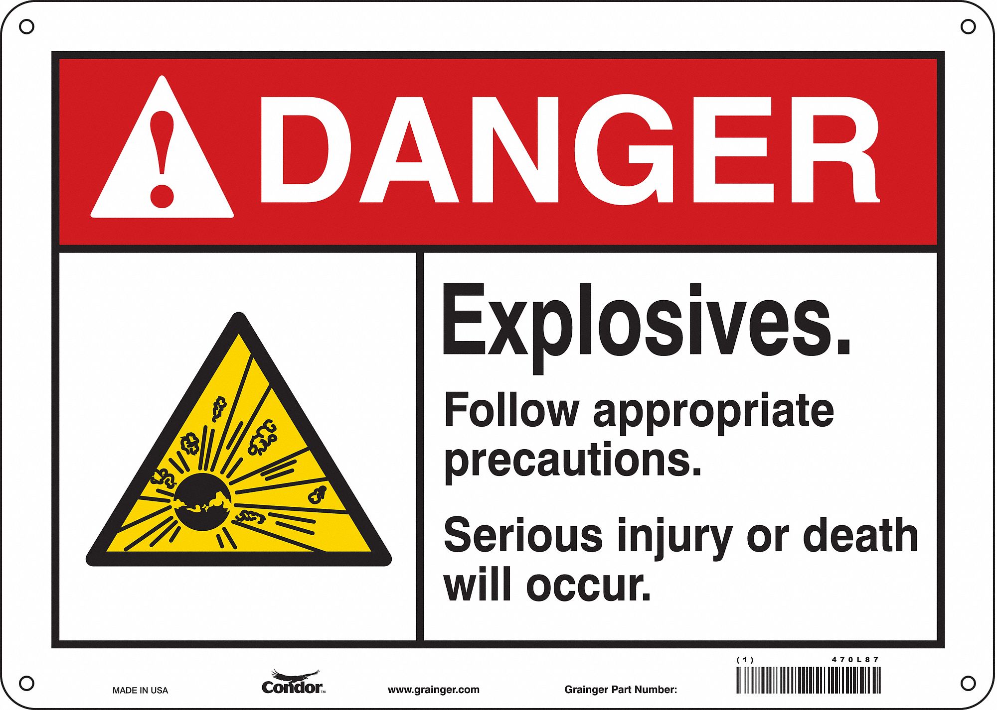 Safety Sign: Polyethylene, Mounting Holes Sign Mounting, 10 in x 14 in Nominal Sign Size