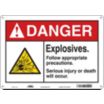 Danger: Explosives. Follow Appropriate Precautions. Serious Injury Or Death Will Occur. Signs