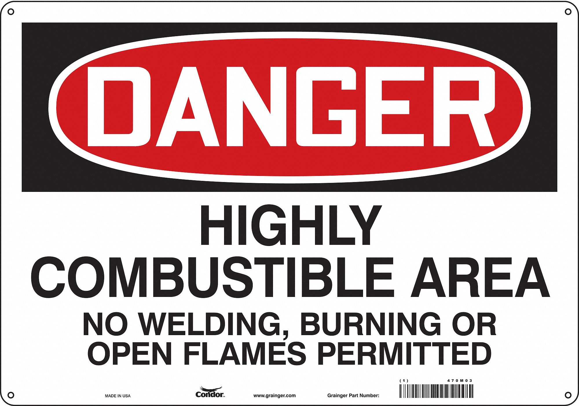 Safety Sign: Polyethylene, Mounting Holes Sign Mounting, 14 in x 20 in Nominal Sign Size