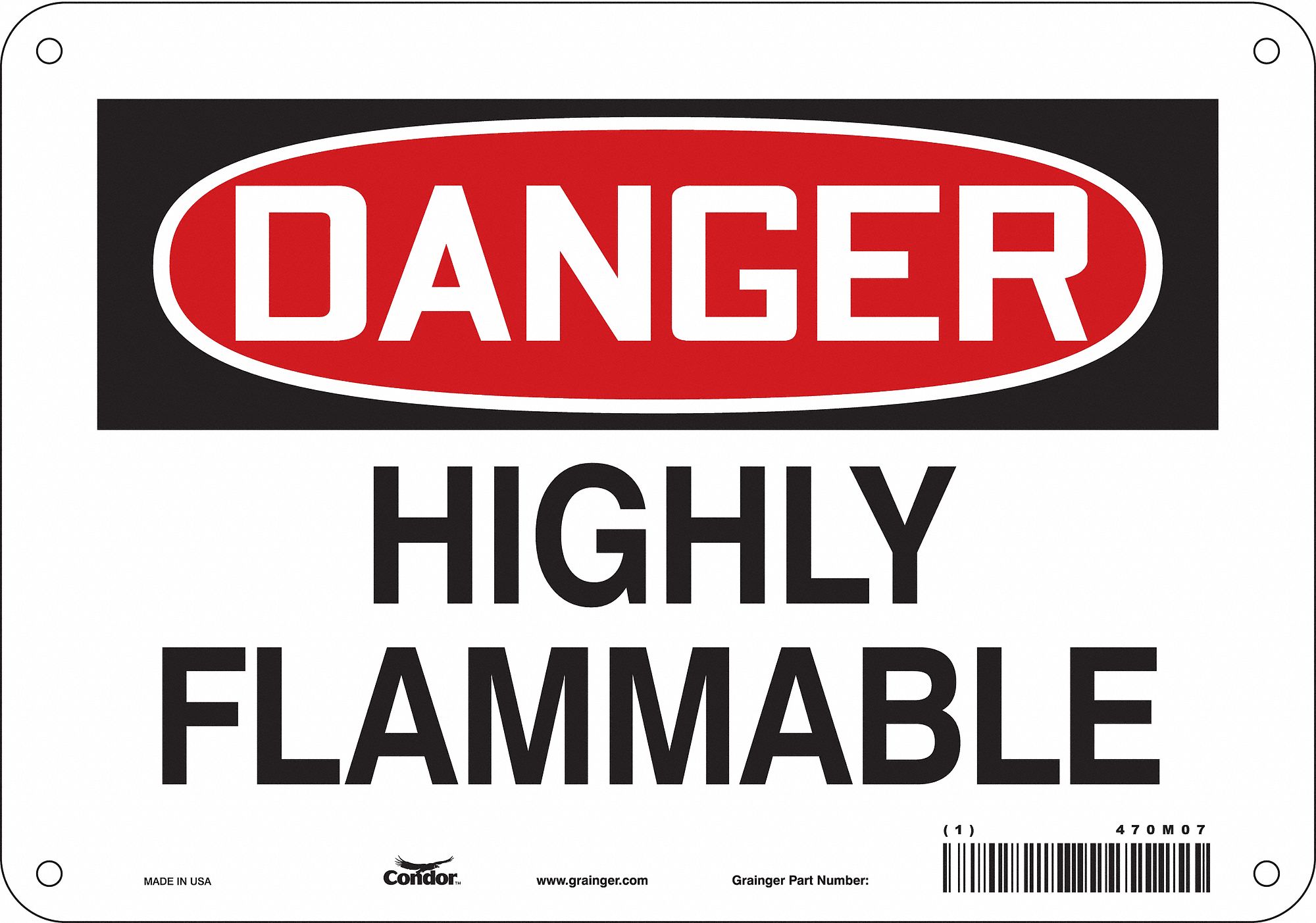 Safety Sign: Aluminum, Mounting Holes Sign Mounting, 7 in x 10 in Nominal Sign Size, 0.032 in Thick
