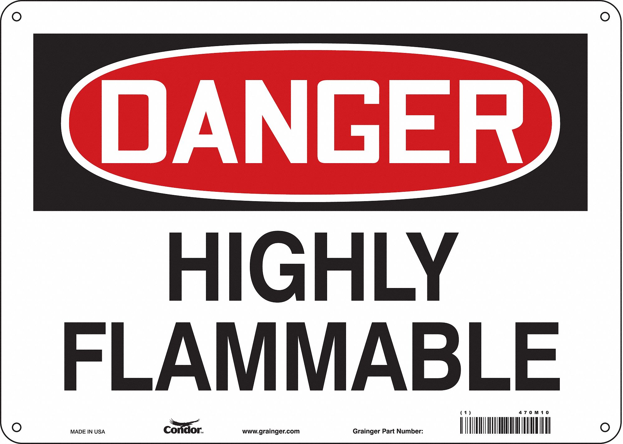 Safety Sign: Polyethylene, Mounting Holes Sign Mounting, 10 in x 14 in Nominal Sign Size