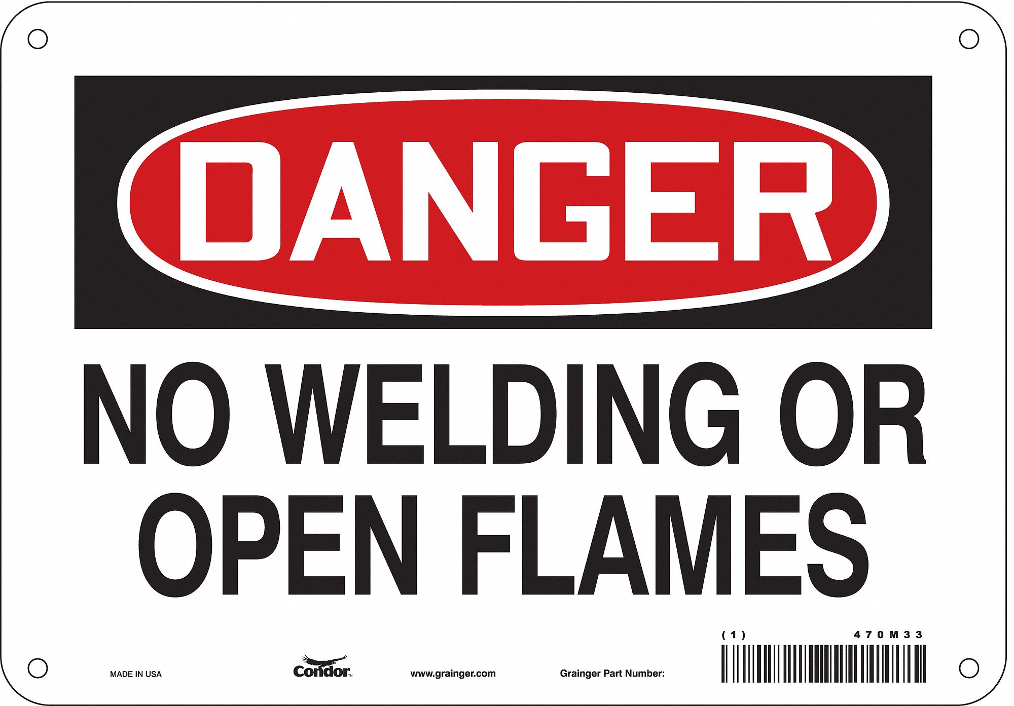 Safety Sign: Polyethylene, Mounting Holes Sign Mounting, 7 in x 10 in Nominal Sign Size