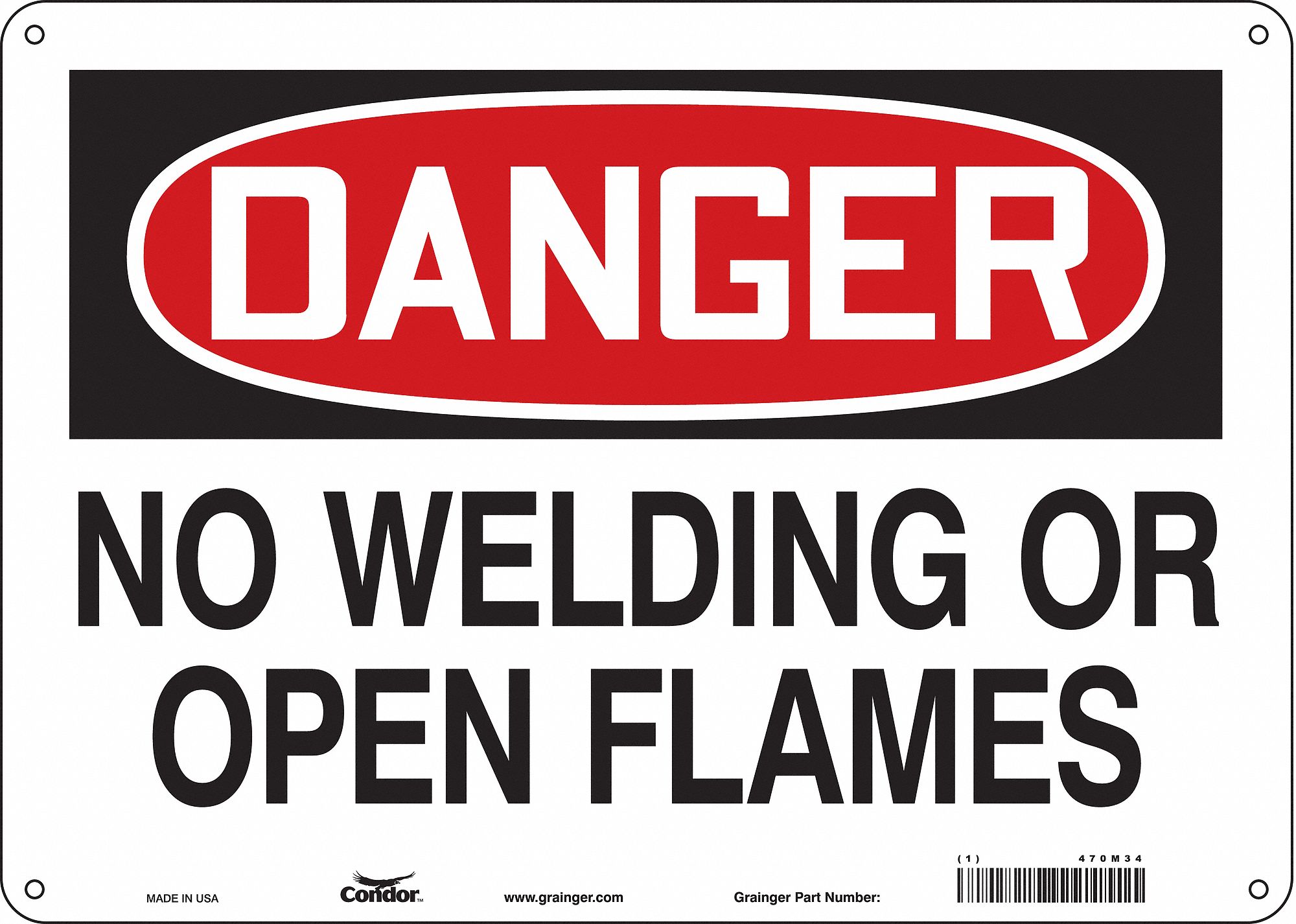 Safety Sign: Polyethylene, Mounting Holes Sign Mounting, 10 in x 14 in Nominal Sign Size
