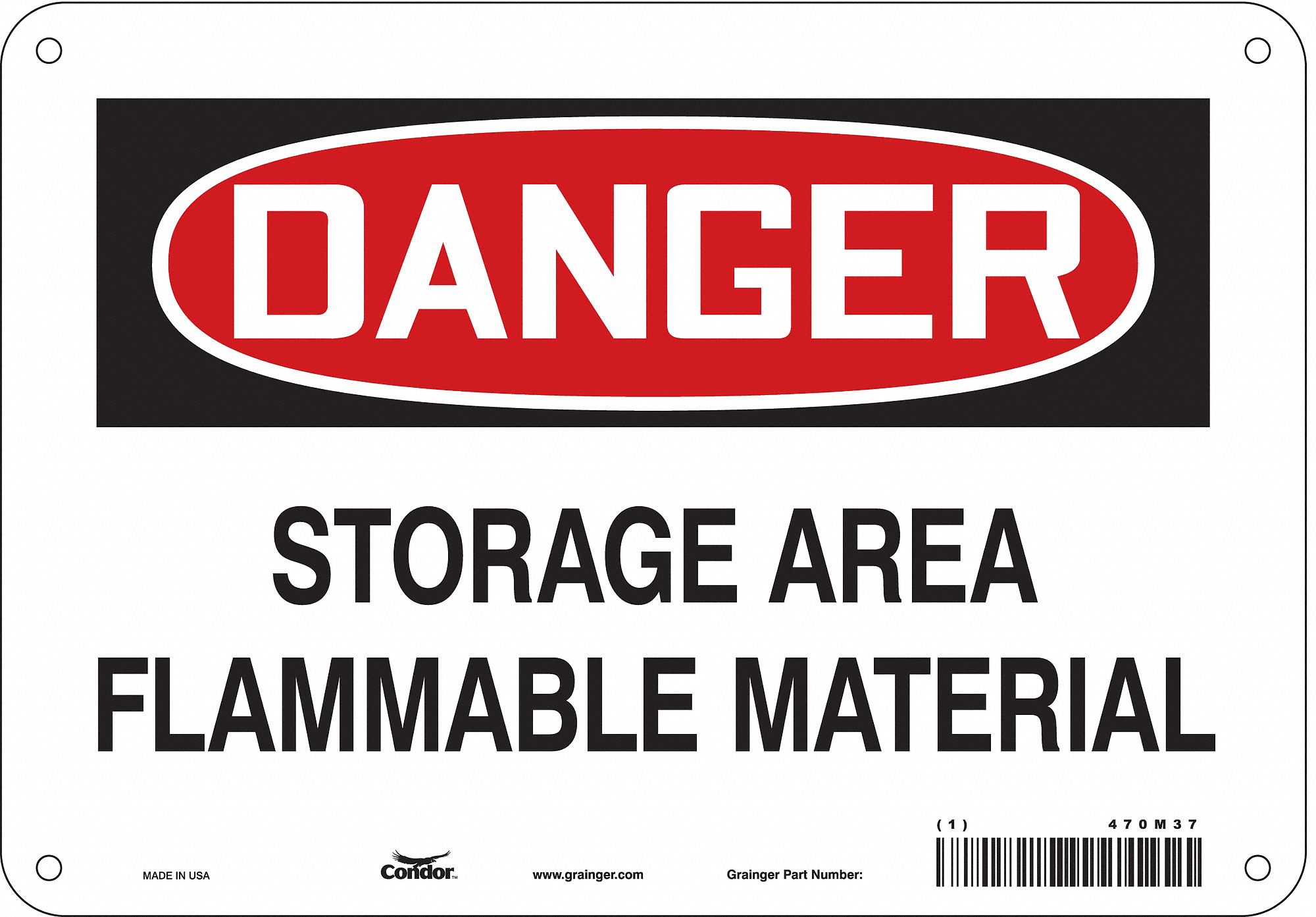 Safety Sign: Aluminum, Mounting Holes Sign Mounting, 7 in x 10 in Nominal Sign Size, 0.032 in Thick