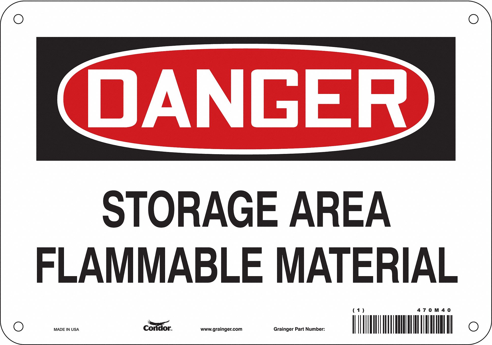 Safety Sign: Polyethylene, Mounting Holes Sign Mounting, 7 in x 10 in Nominal Sign Size, Danger