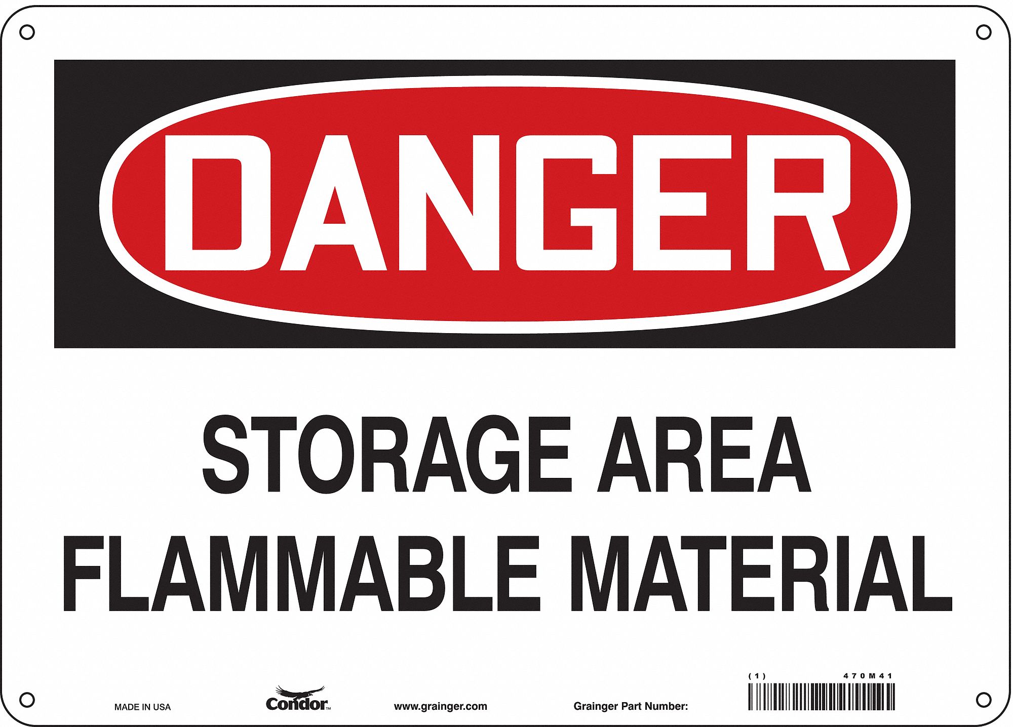 Safety Sign: Polyethylene, Mounting Holes Sign Mounting, 10 in x 14 in Nominal Sign Size, Danger