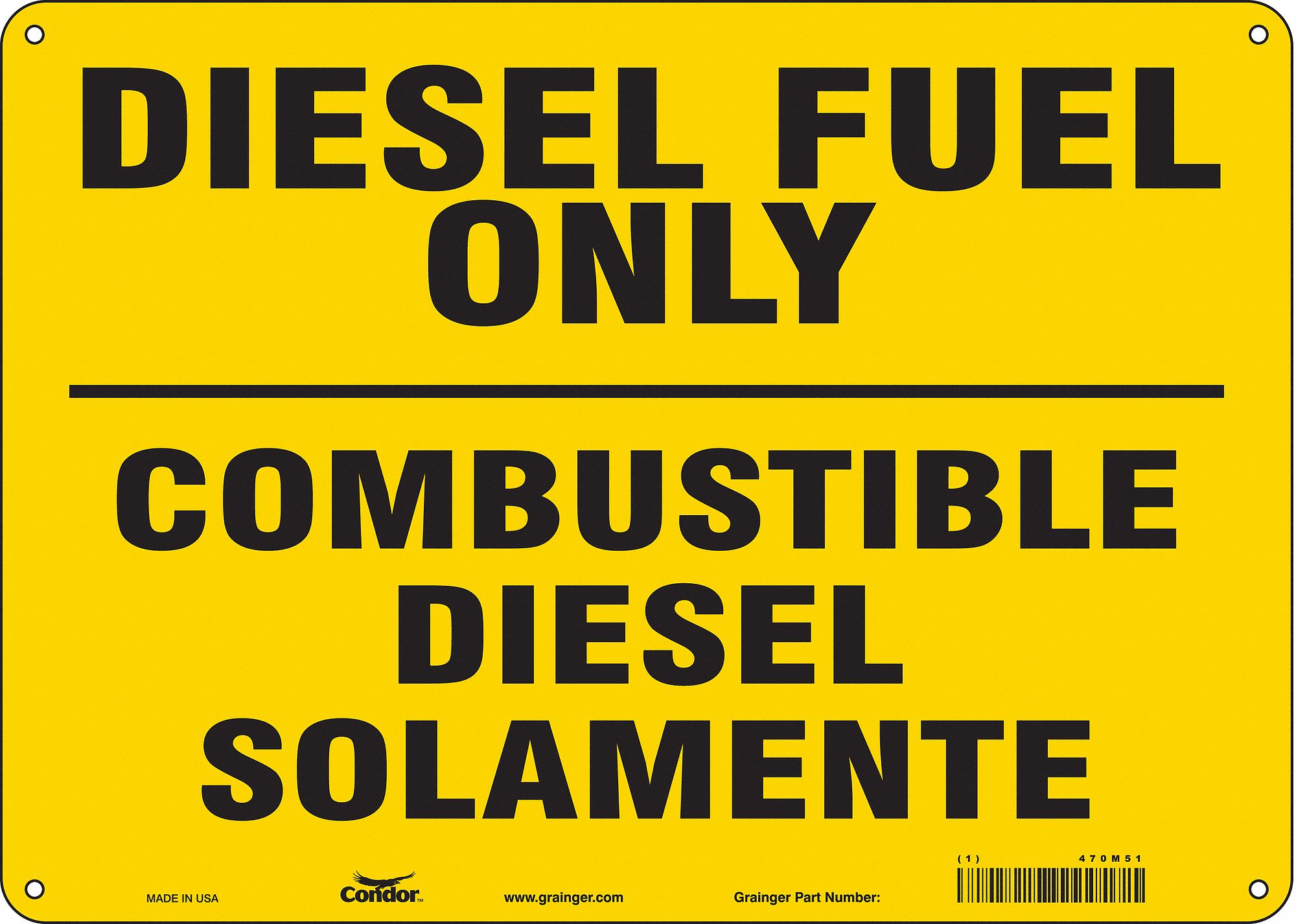 Safety Sign: Aluminum, Mounting Holes Sign Mounting, 10 in x 14 in Nominal Sign Size, 0.032 in Thick