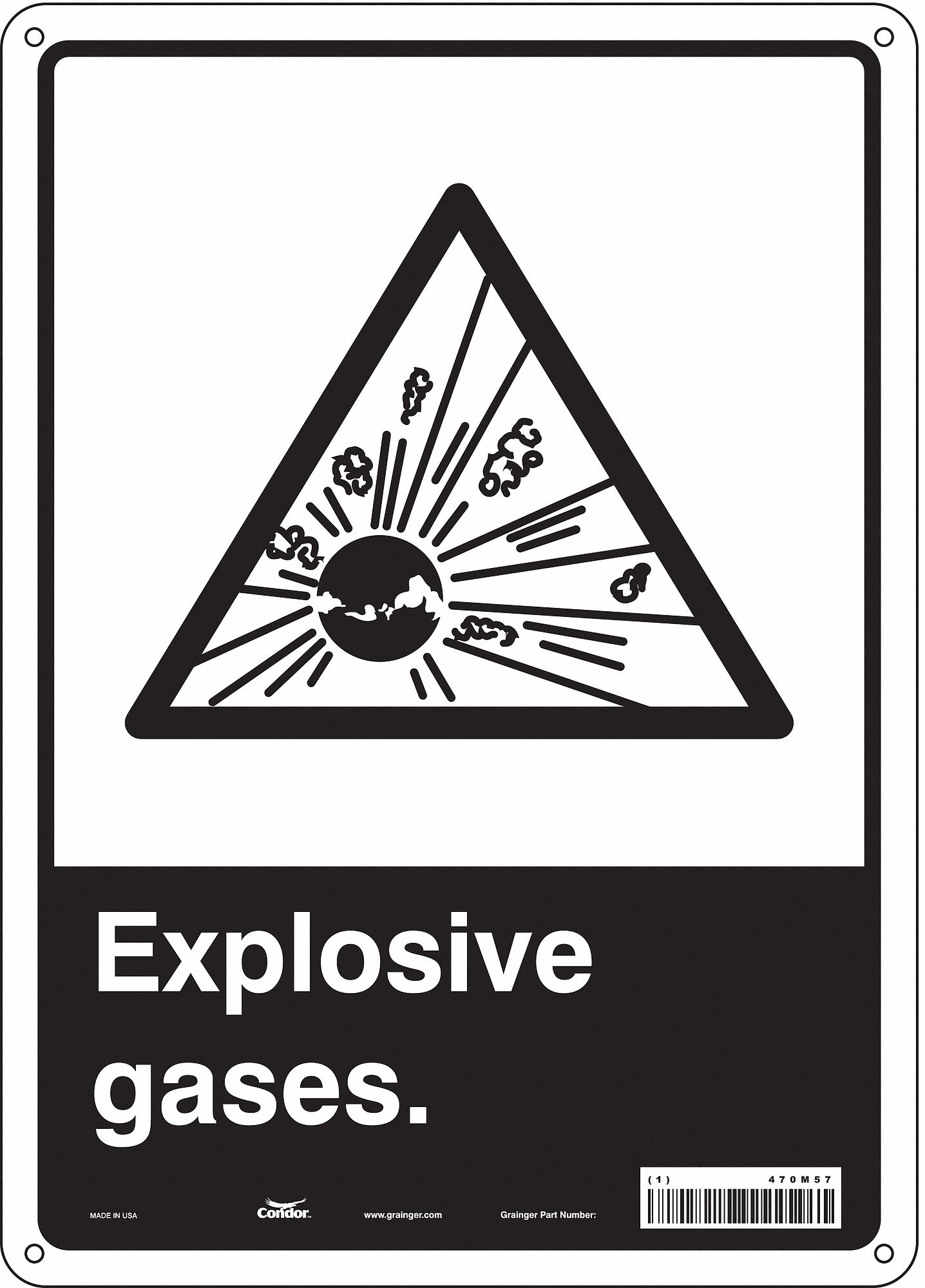 Safety Sign: Aluminum, Mounting Holes Sign Mounting, 14 in x 10 in Nominal Sign Size, 0.032 in Thick