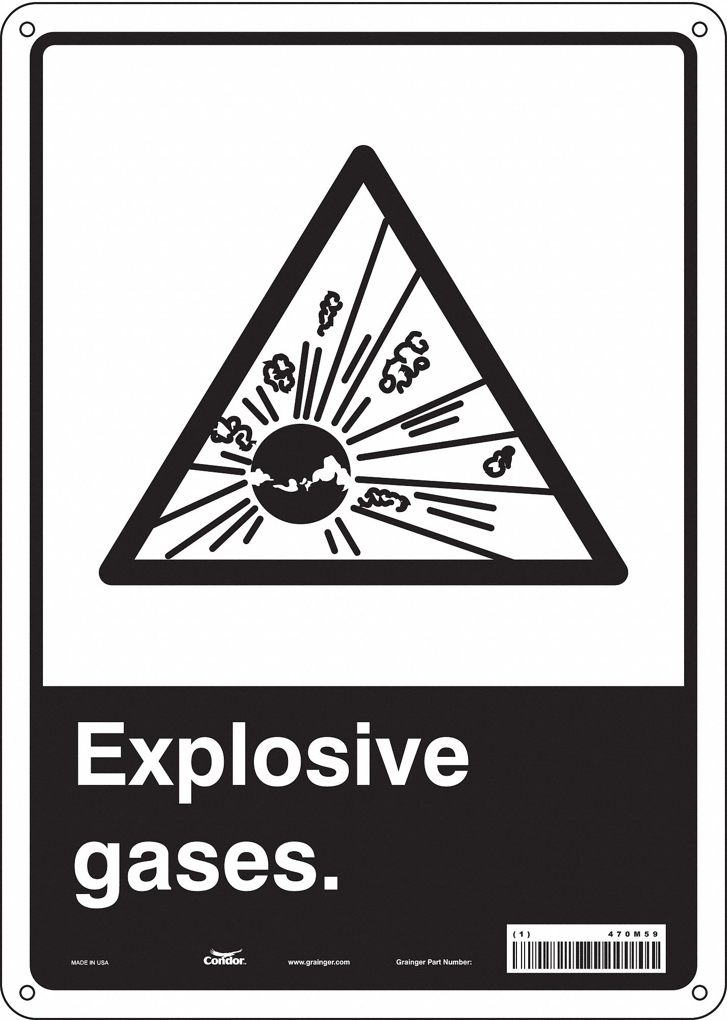 Safety Sign: Polyethylene, Mounting Holes Sign Mounting, 14 in x 10 in Nominal Sign Size