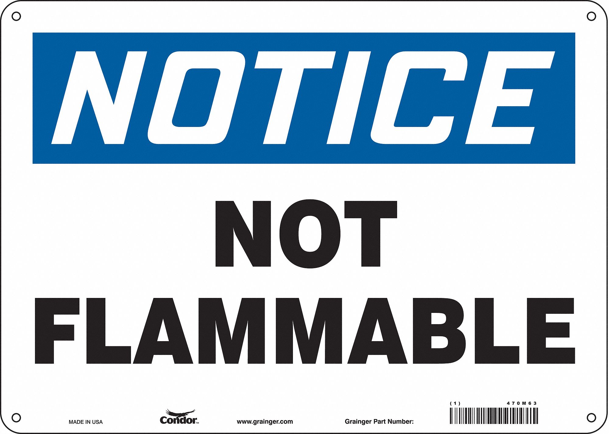 Safety Sign: Aluminum, Mounting Holes Sign Mounting, 10 in x 14 in Nominal Sign Size, 0.032 in Thick