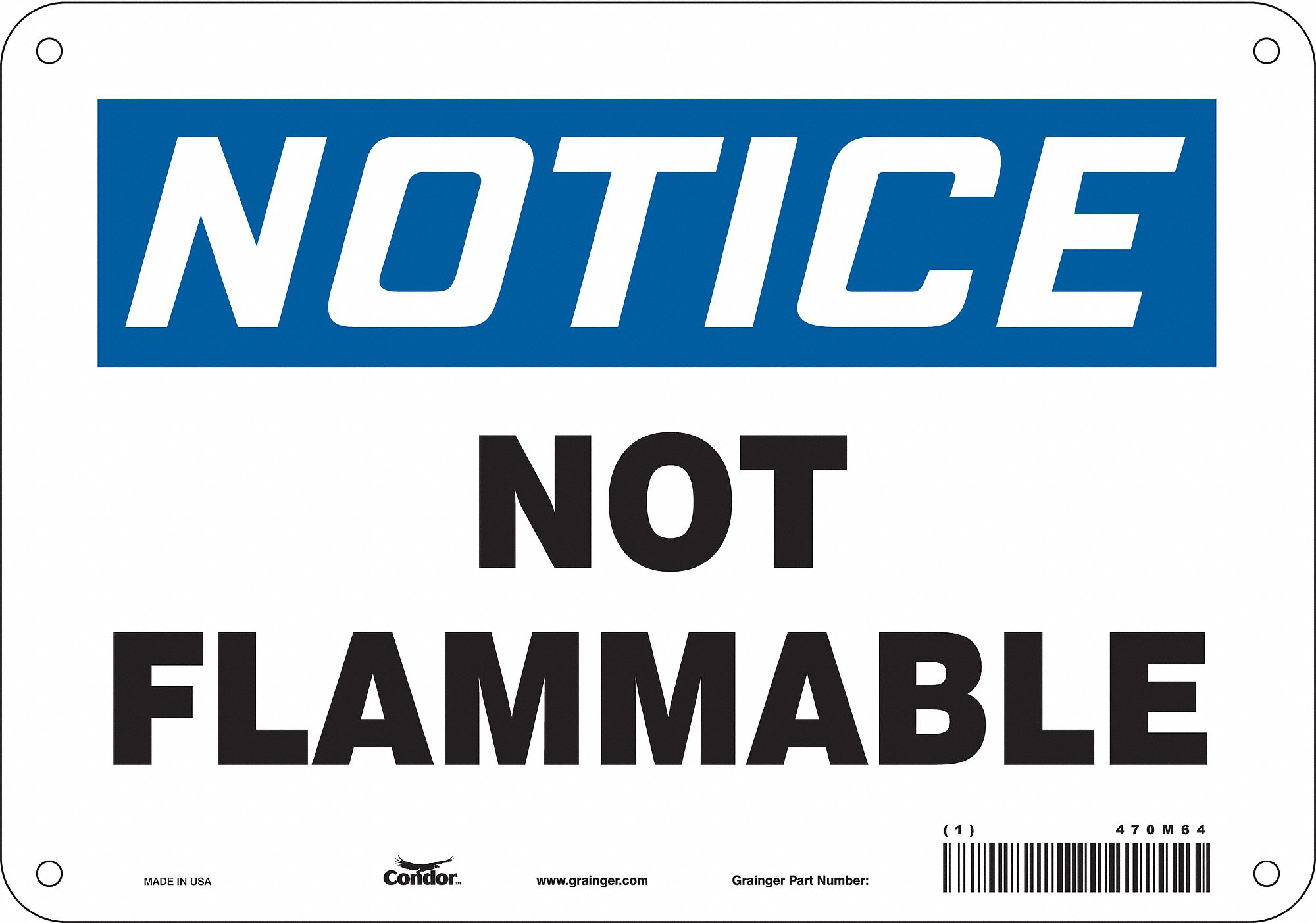 Safety Sign: Polyethylene, Mounting Holes Sign Mounting, 7 in x 10 in Nominal Sign Size