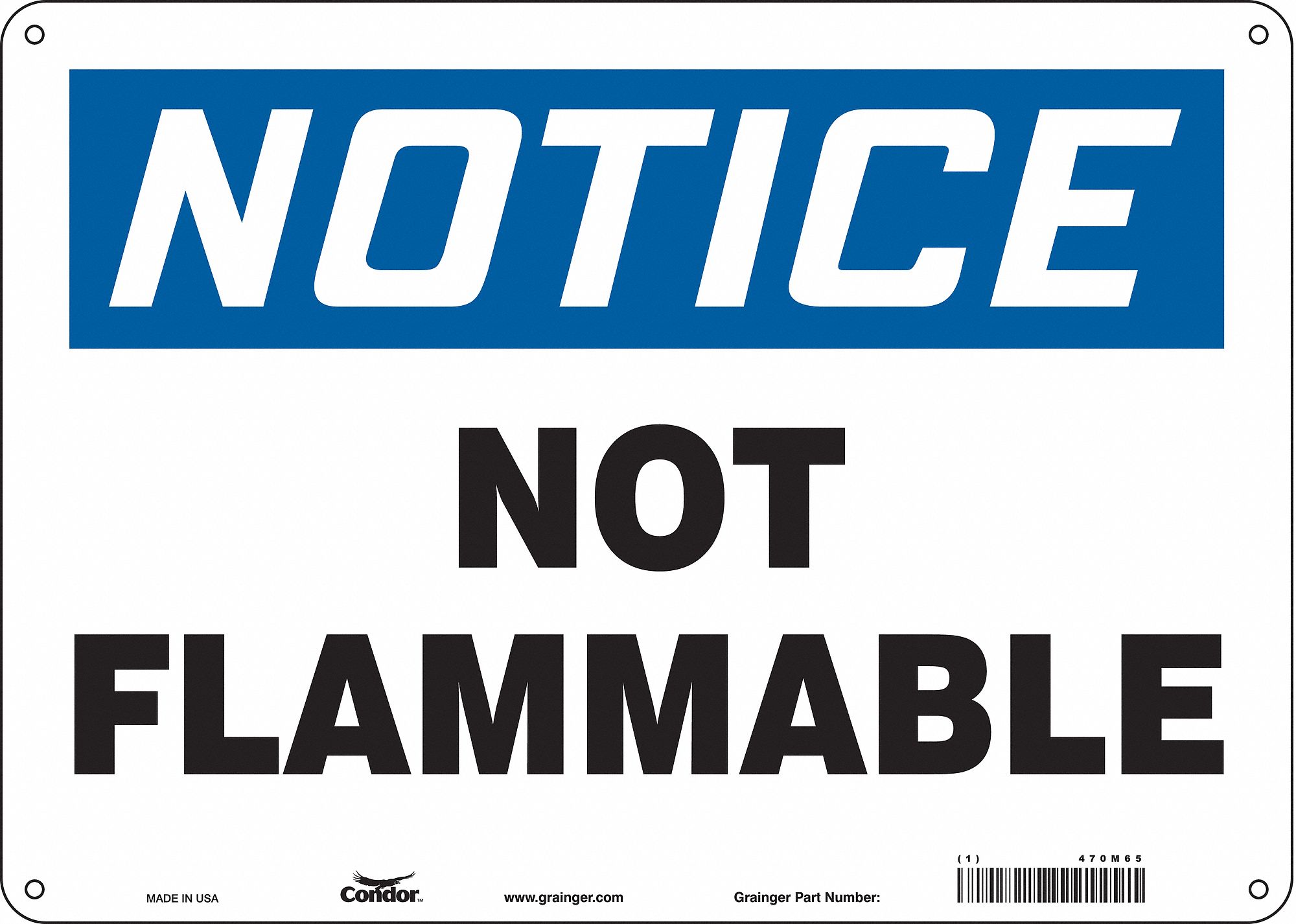 Safety Sign: Polyethylene, Mounting Holes Sign Mounting, 10 in x 14 in Nominal Sign Size