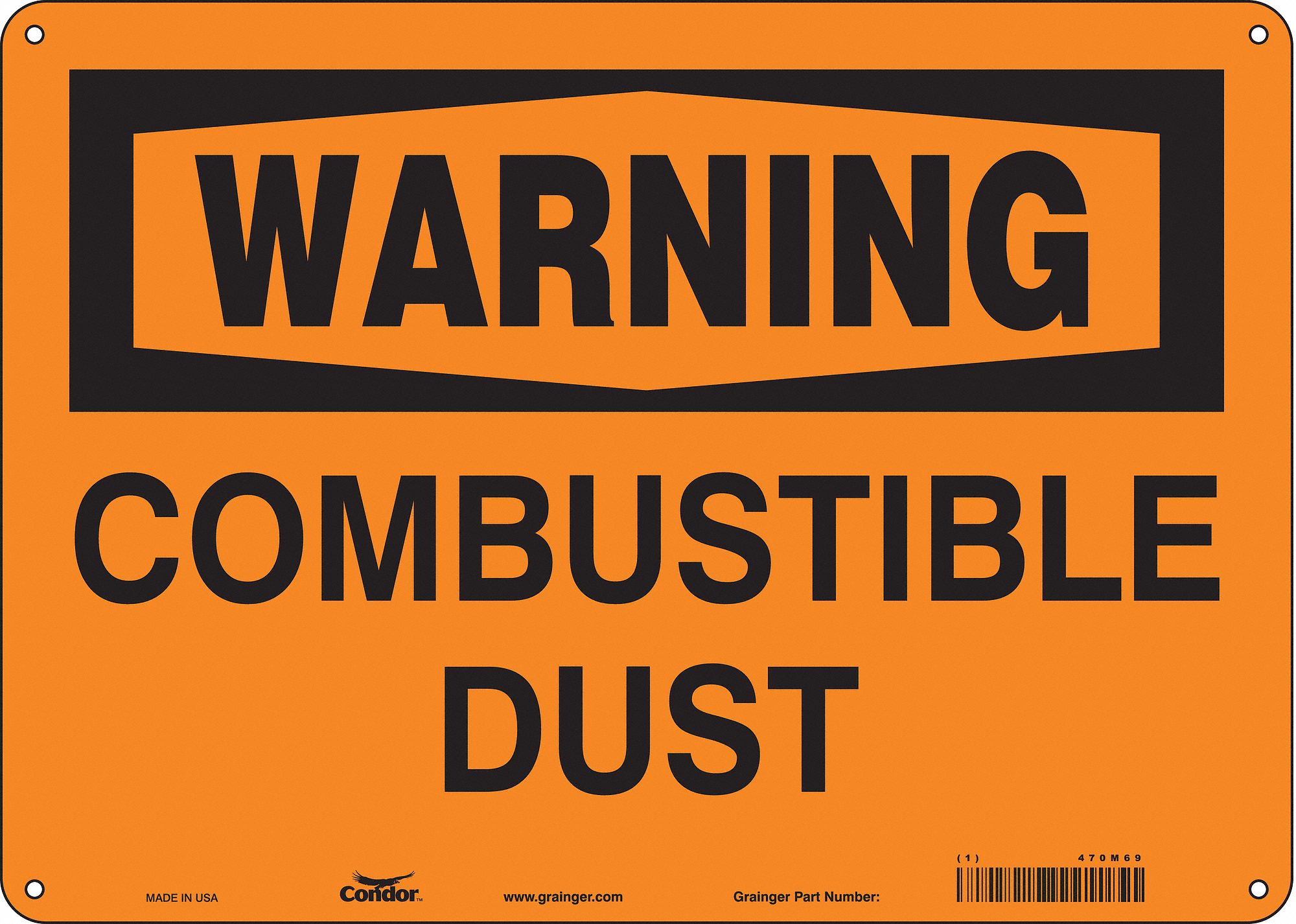 Safety Sign: Aluminum, Mounting Holes Sign Mounting, 10 in x 14 in Nominal Sign Size, 0.032 in Thick