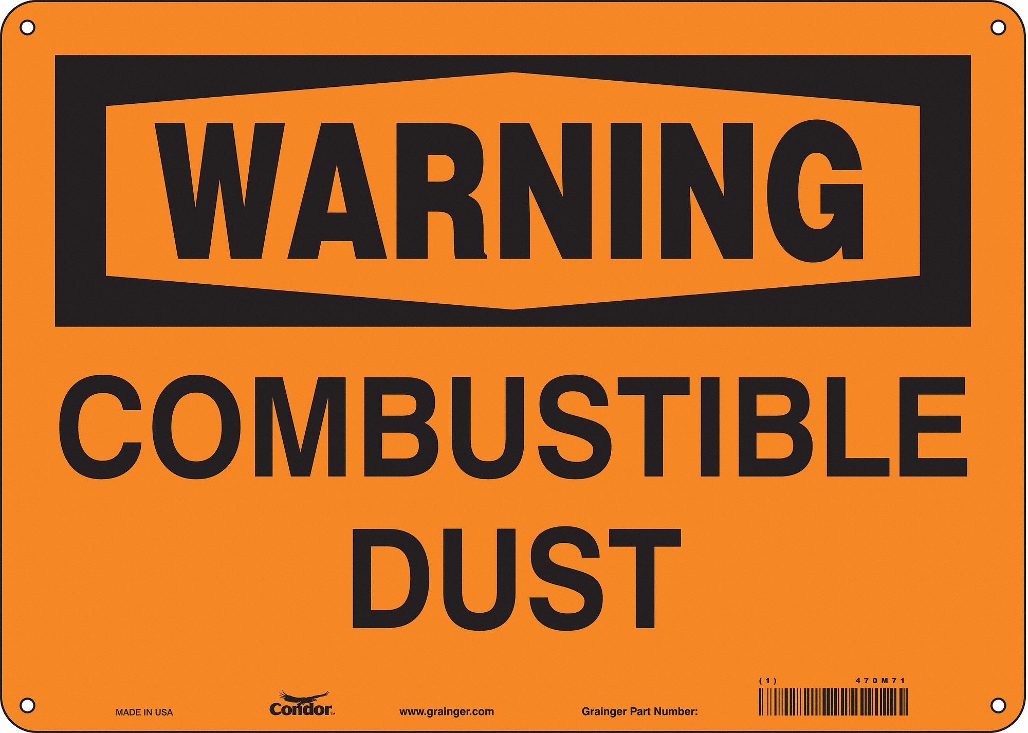 Safety Sign: Polyethylene, Mounting Holes Sign Mounting, 10 in x 14 in Nominal Sign Size