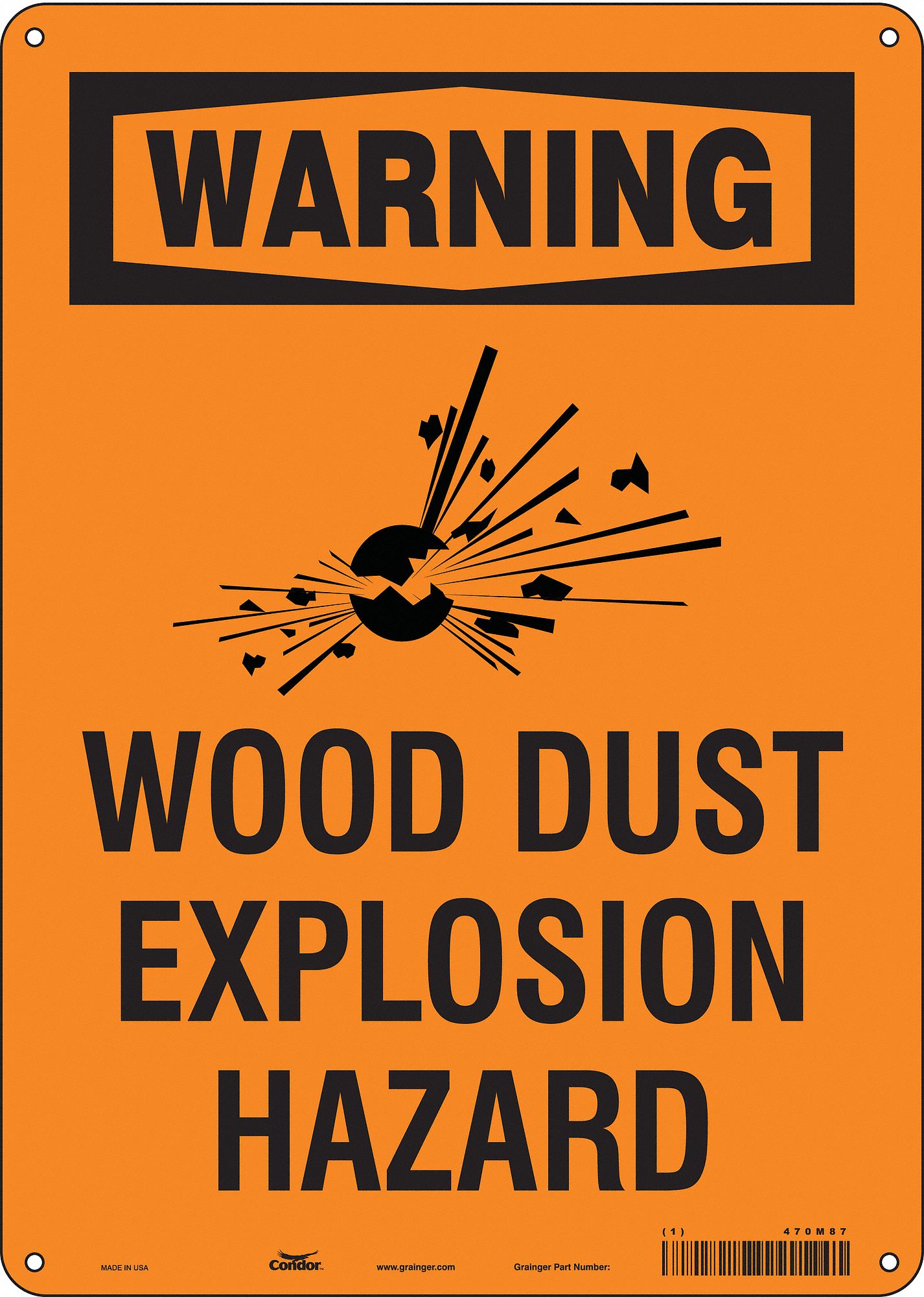 Safety Sign: Aluminum, Mounting Holes Sign Mounting, 14 in x 10 in Nominal Sign Size, 0.032 in Thick