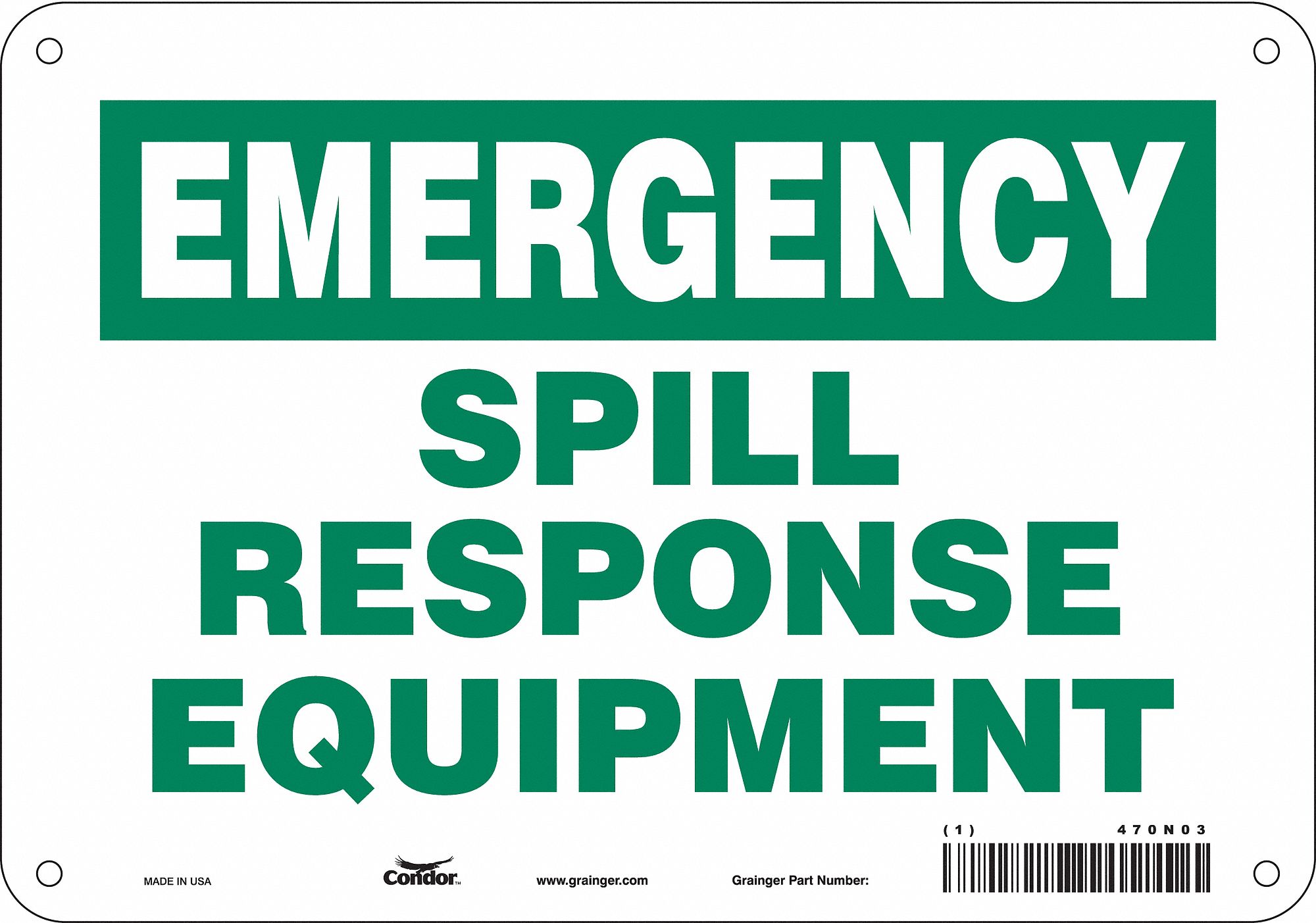 Safety Sign: Polyethylene, Mounting Holes Sign Mounting, 7 in x 10 in Nominal Sign Size