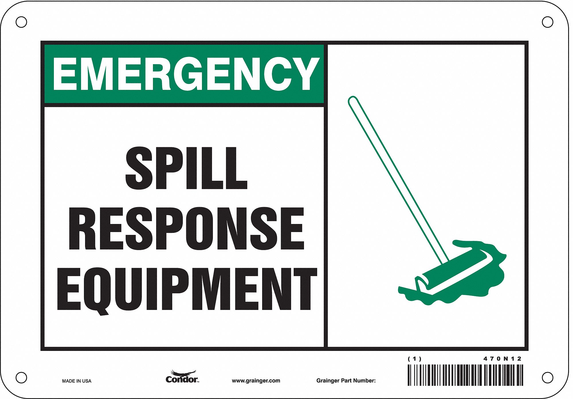 Safety Sign: Polyethylene, Mounting Holes Sign Mounting, 7 in x 10 in Nominal Sign Size