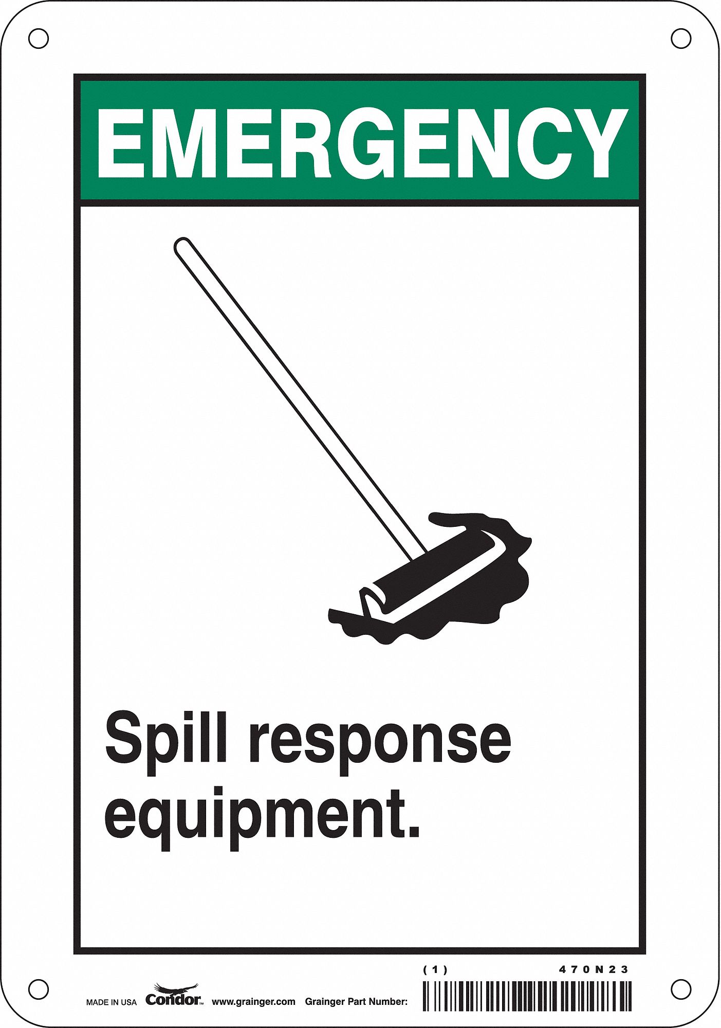 Safety Sign: Aluminum, Mounting Holes Sign Mounting, 10 in x 7 in Nominal Sign Size, 0.032 in Thick
