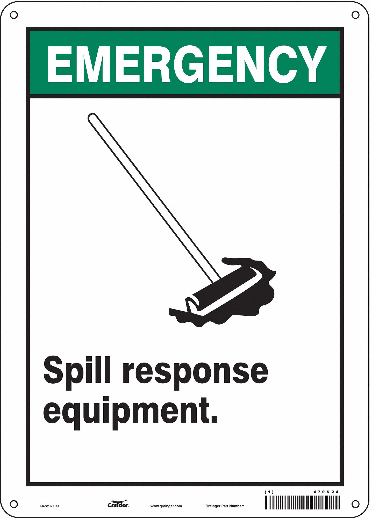 Safety Sign: Aluminum, Mounting Holes Sign Mounting, 14 in x 10 in Nominal Sign Size, 0.032 in Thick