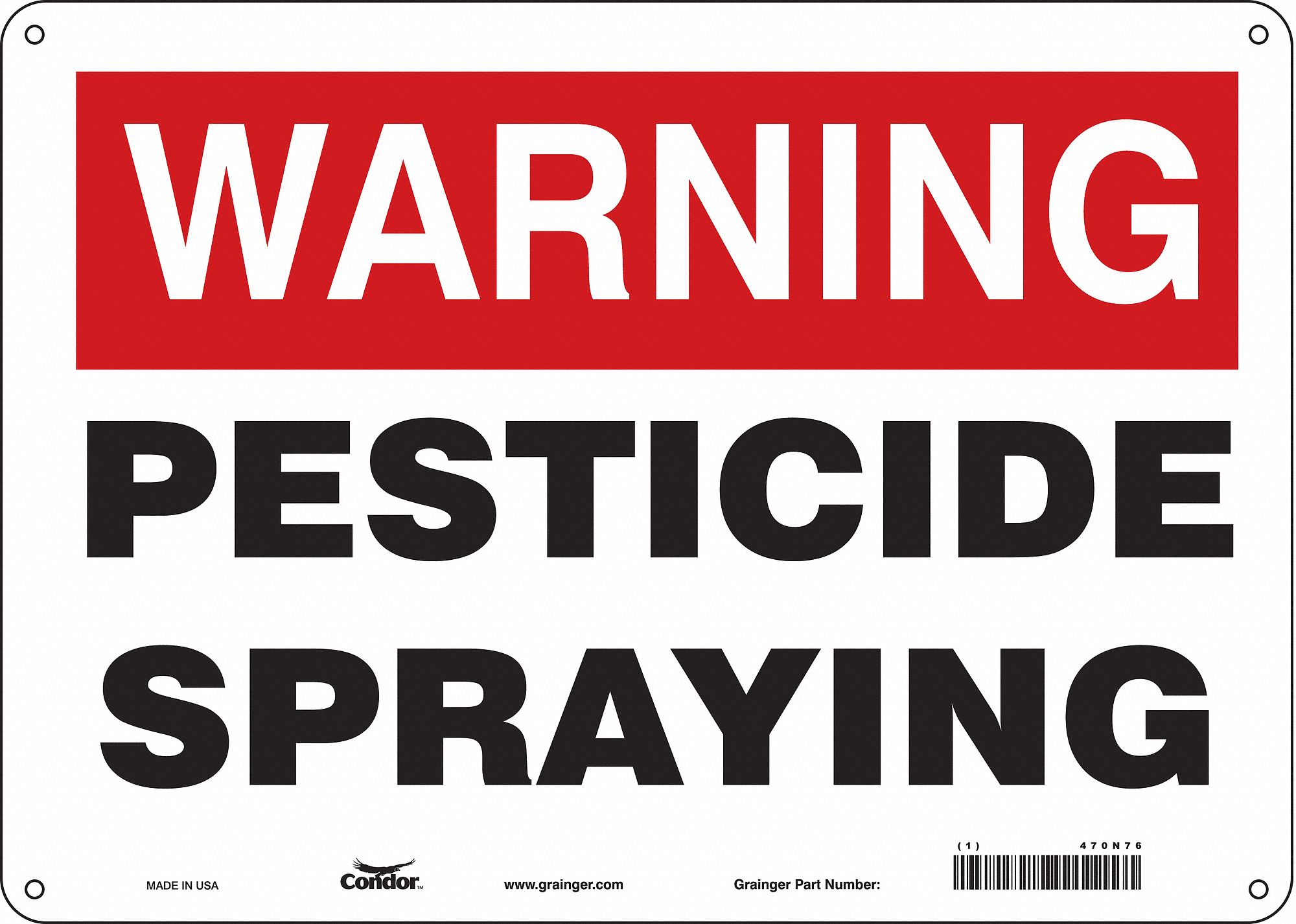 Safety Sign: Polyethylene, Mounting Holes Sign Mounting, 10 in x 14 in Nominal Sign Size
