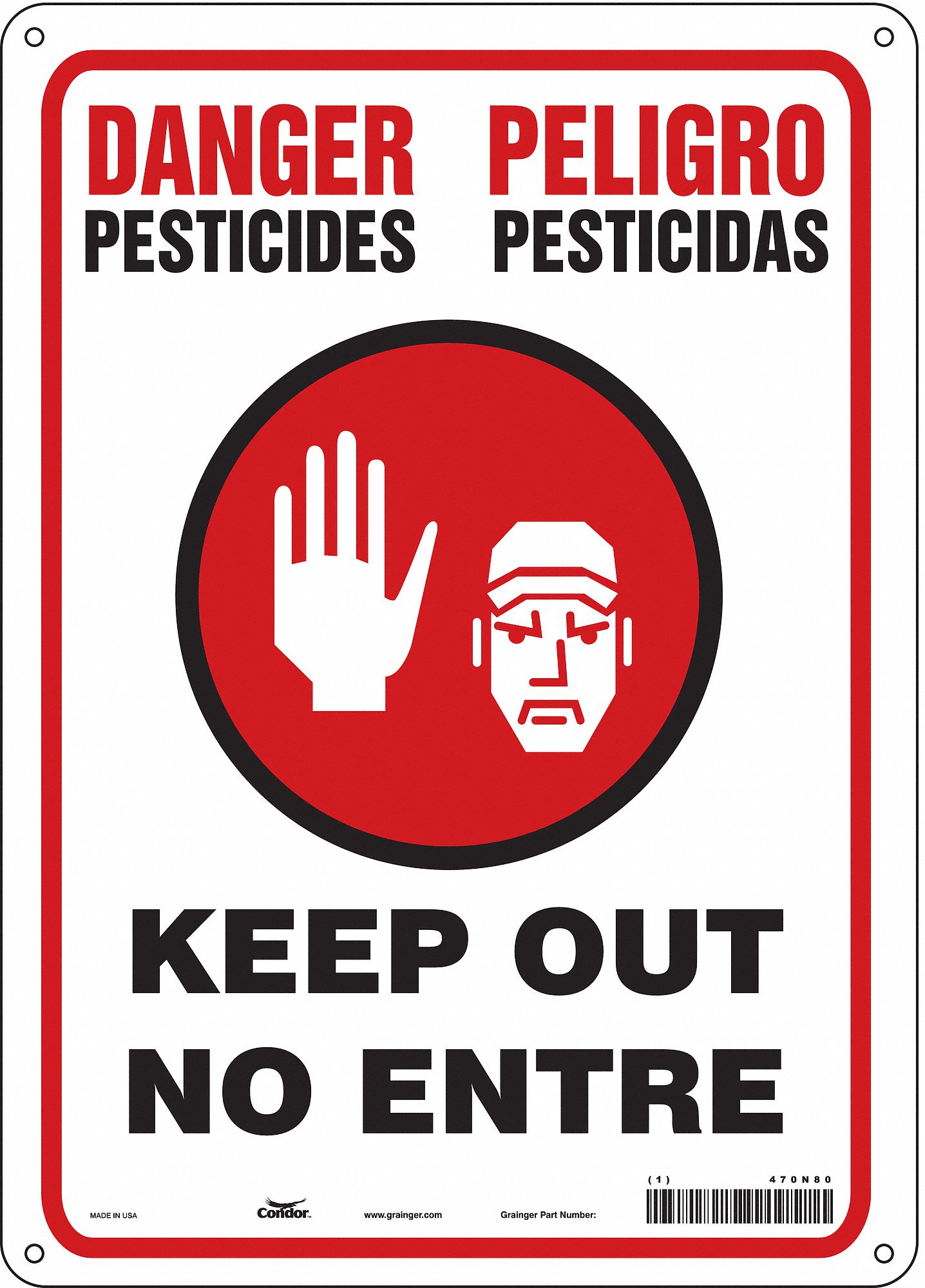 Safety Sign: Aluminum, Mounting Holes Sign Mounting, 14 in x 10 in Nominal Sign Size, 0.032 in Thick