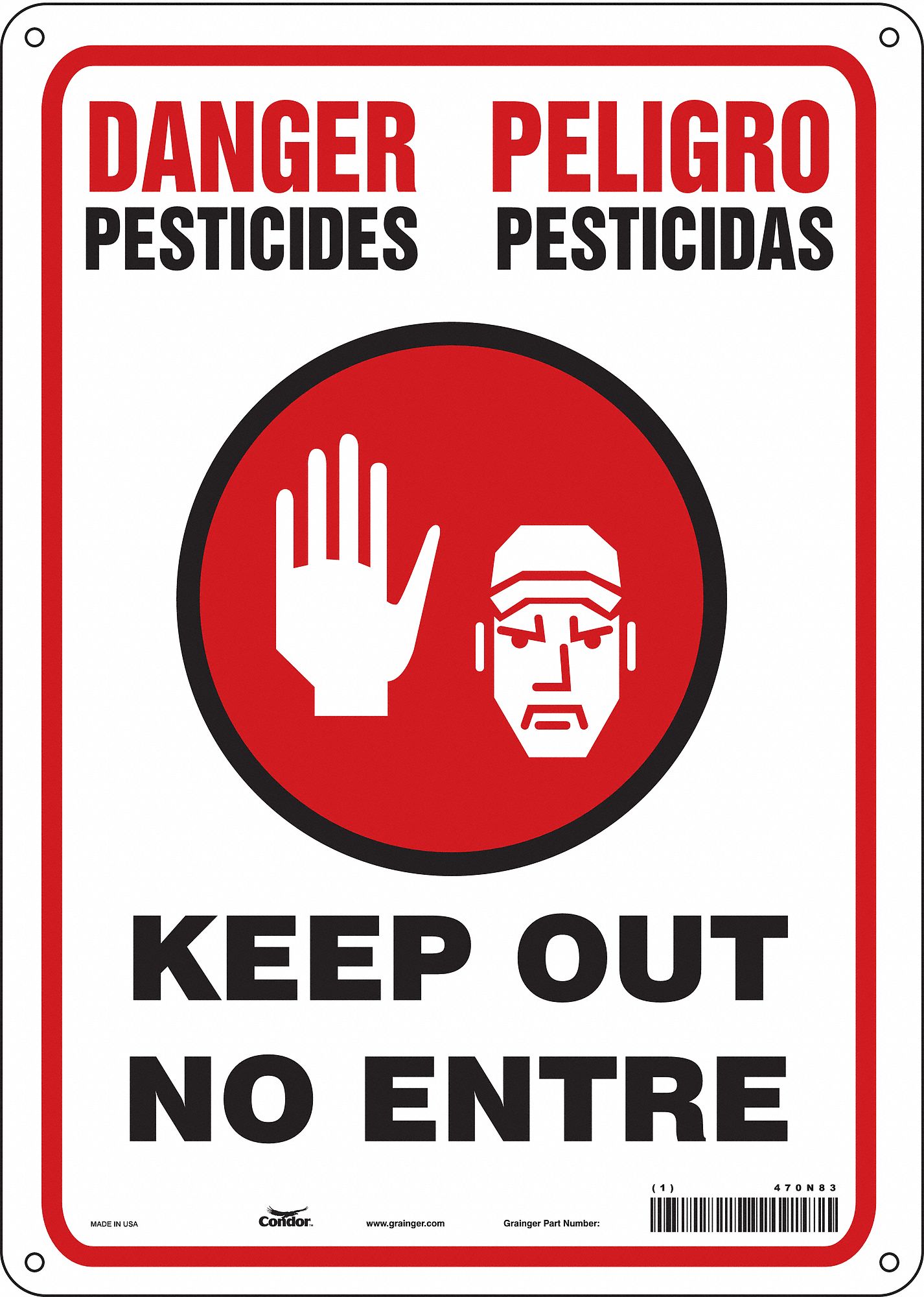 Safety Sign: Polyethylene, Mounting Holes Sign Mounting, 14 in x 10 in Nominal Sign Size