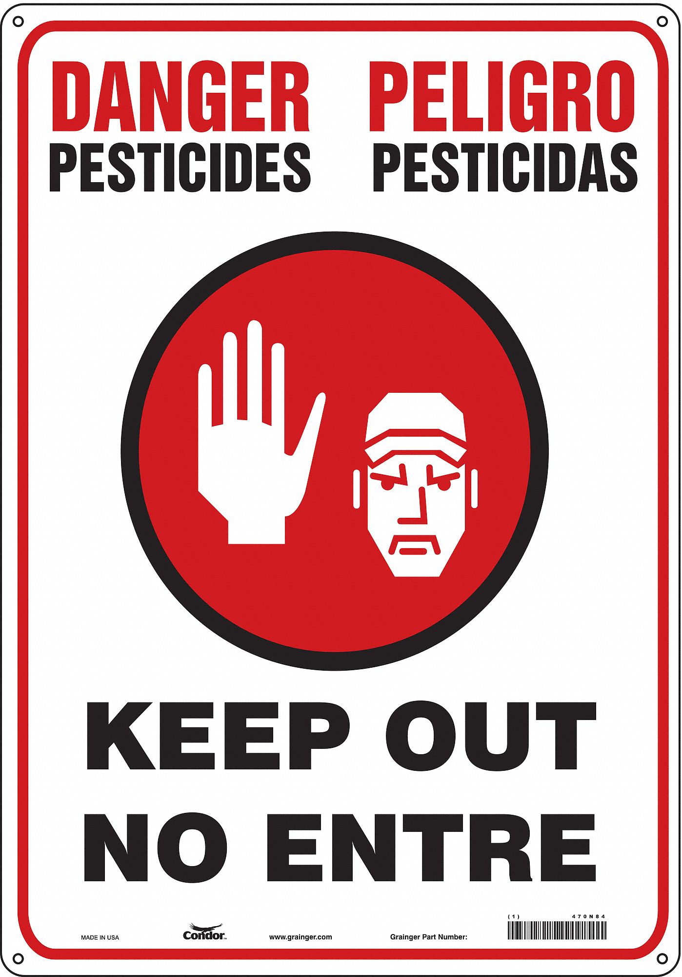 Safety Sign: Polyethylene, Mounting Holes Sign Mounting, 20 in x 14 in Nominal Sign Size