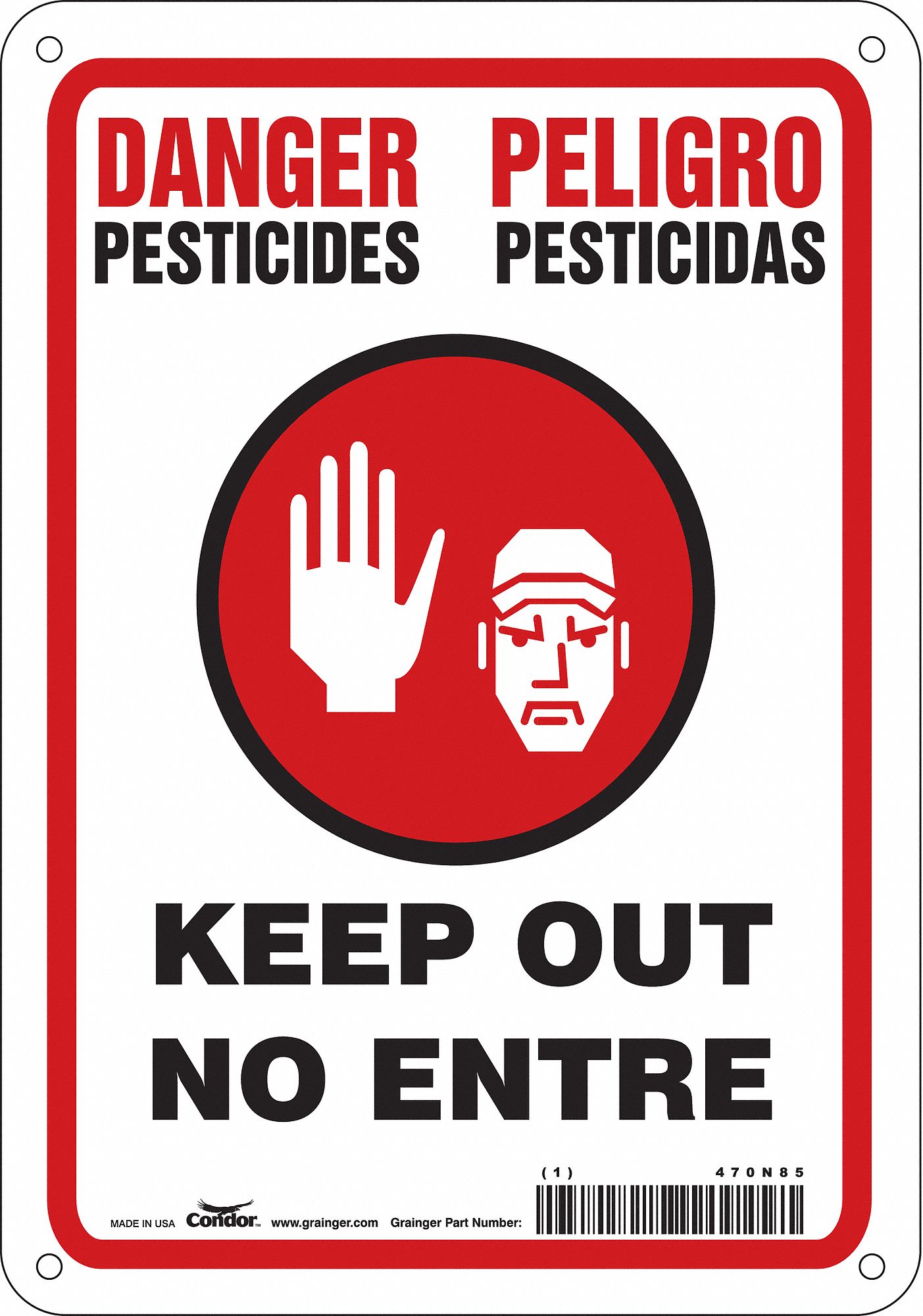 Safety Sign: Vinyl, Adhesive Sign Mounting, 10 in x 7 in Nominal Sign Size, Not Retroreflective