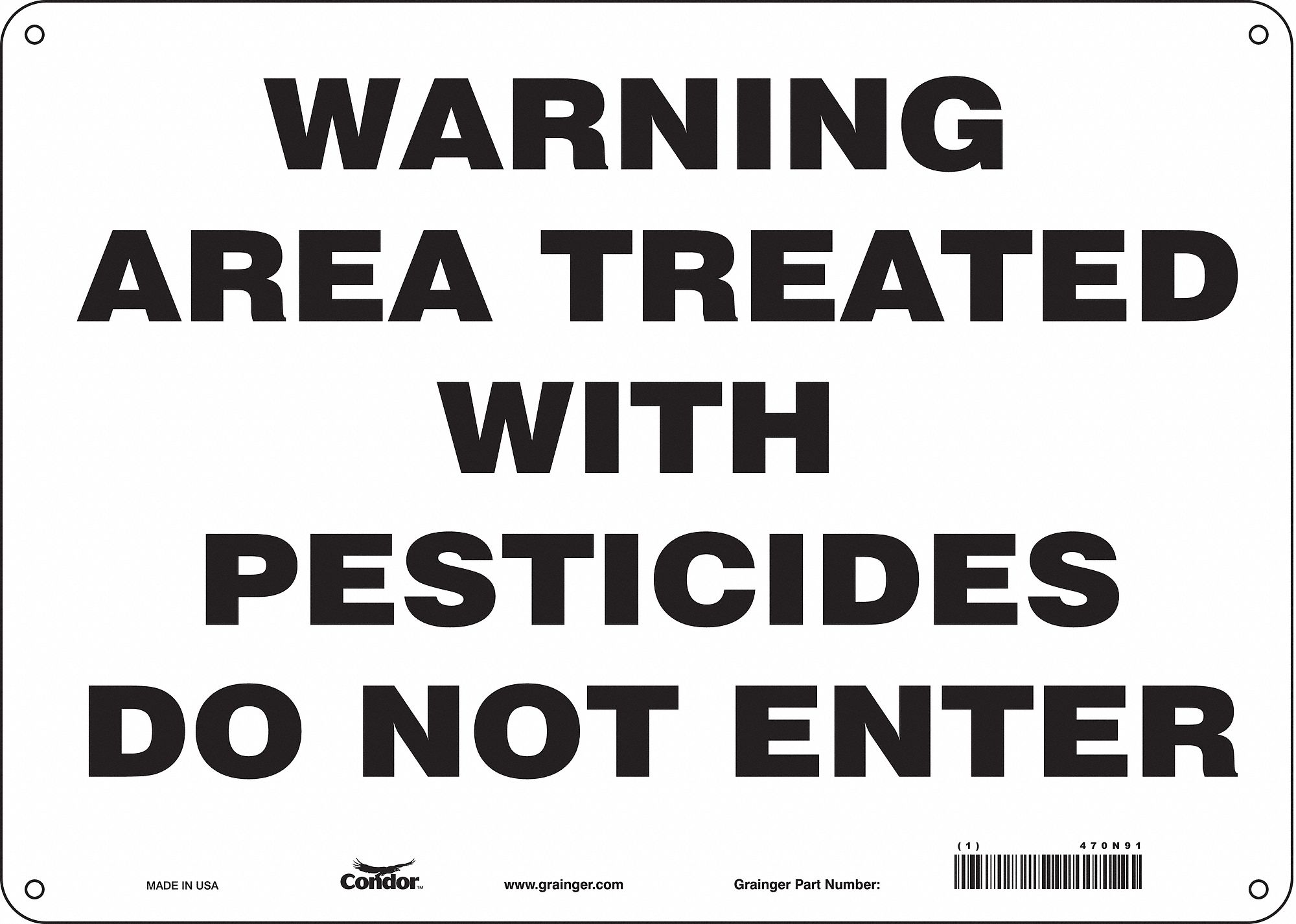 Safety Sign: Polyethylene, Mounting Holes Sign Mounting, 10 in x 14 in Nominal Sign Size