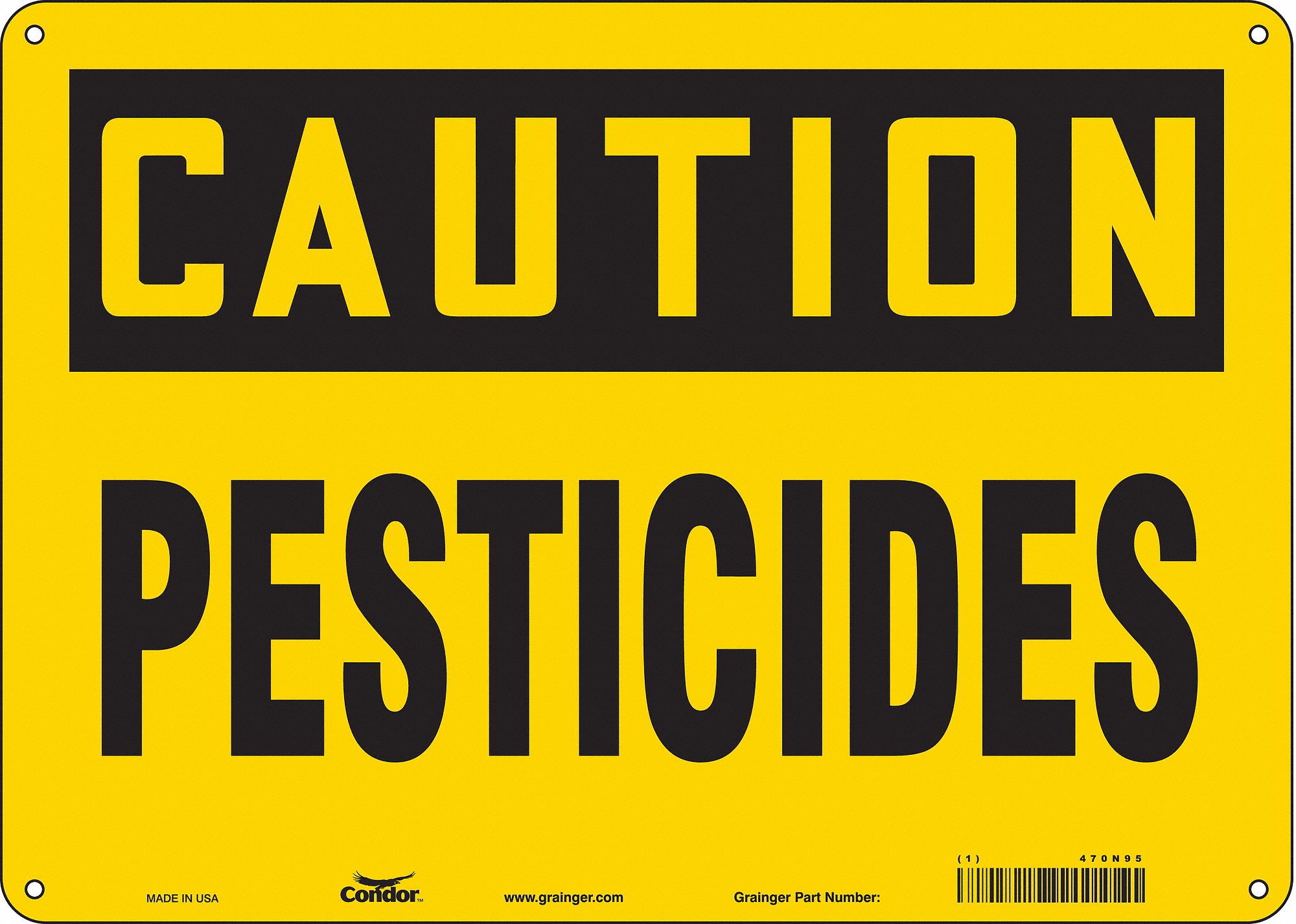 Safety Sign: Aluminum, Mounting Holes Sign Mounting, 10 in x 14 in Nominal Sign Size, 0.032 in Thick