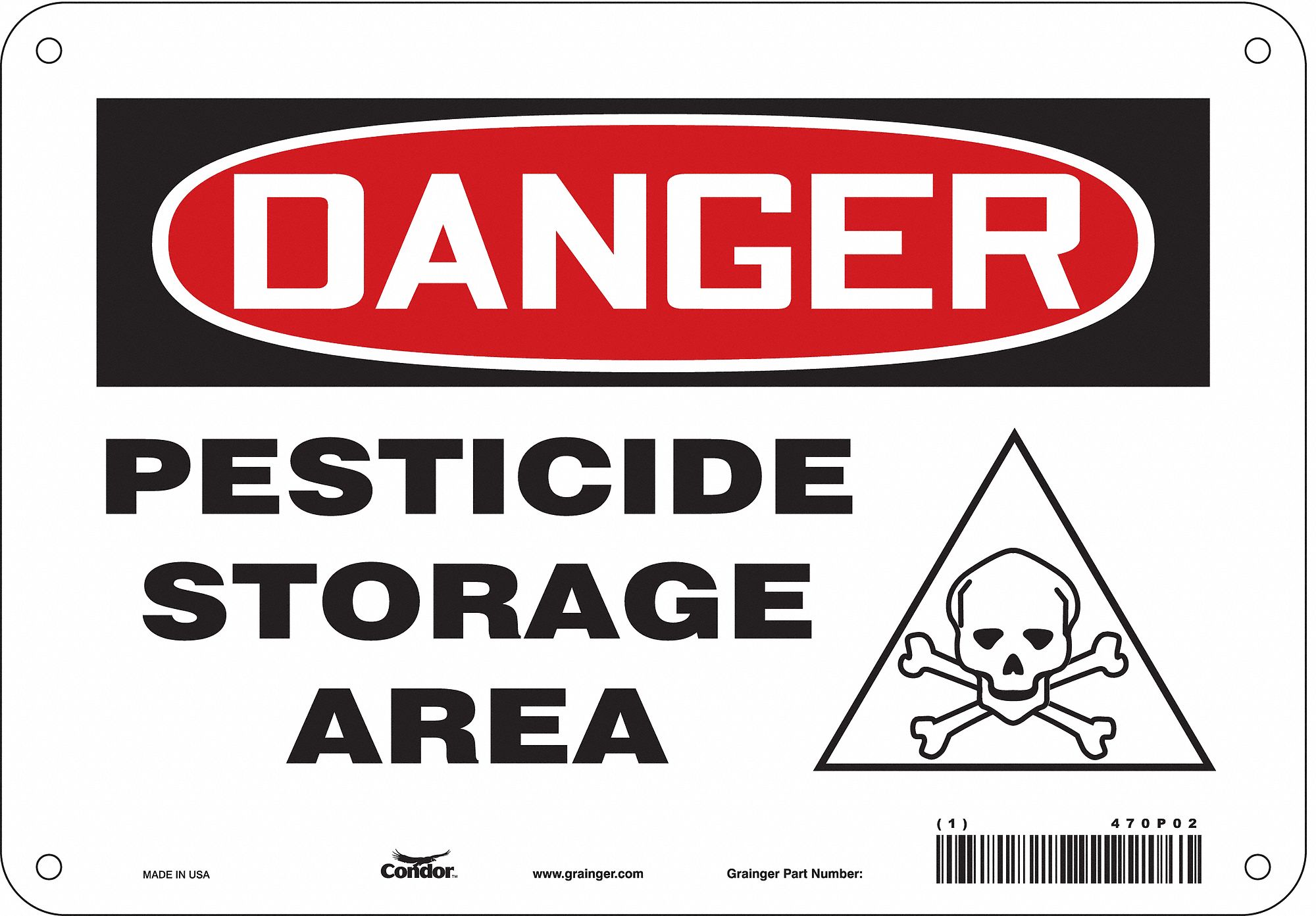 Safety Sign: Aluminum, Mounting Holes Sign Mounting, 7 in x 10 in Nominal Sign Size, 0.032 in Thick