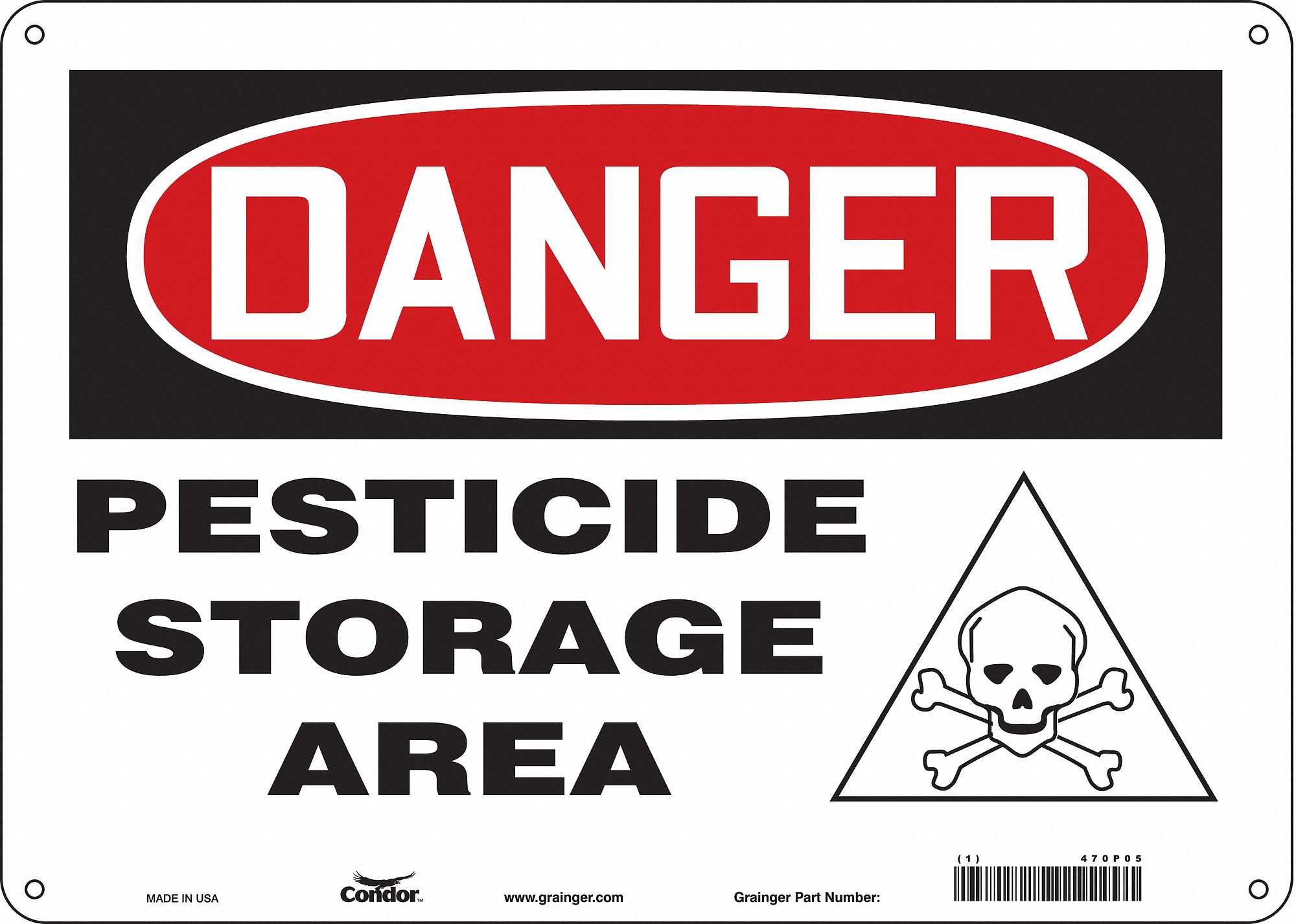 Safety Sign: Polyethylene, Mounting Holes Sign Mounting, 10 in x 14 in Nominal Sign Size, Danger