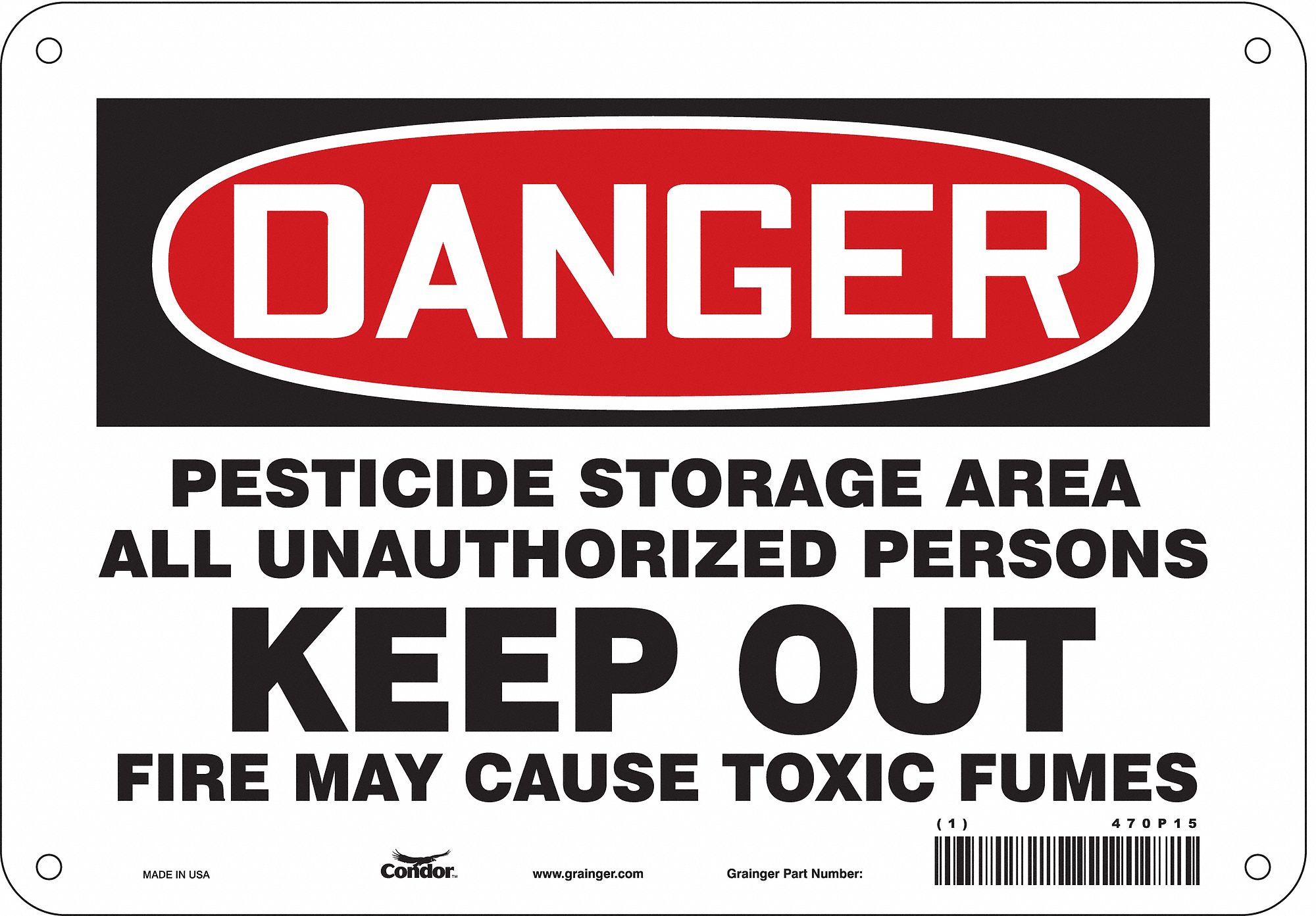 Safety Sign: Aluminum, Mounting Holes Sign Mounting, 7 in x 10 in Nominal Sign Size, 0.032 in Thick