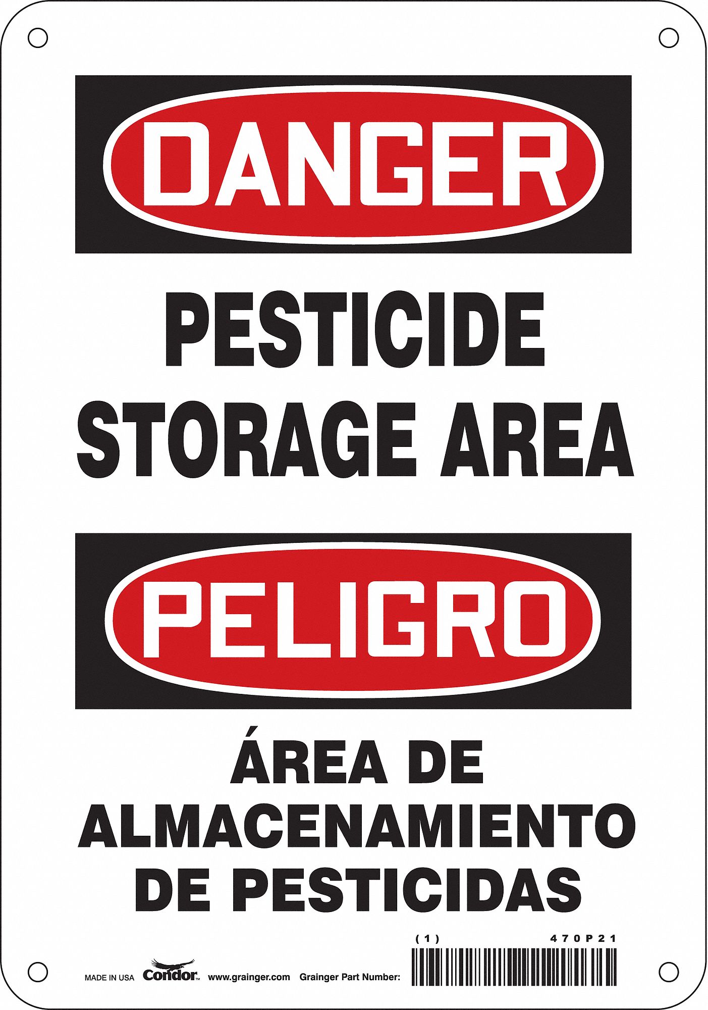 Safety Sign: Aluminum, Mounting Holes Sign Mounting, 10 in x 7 in Nominal Sign Size, 0.032 in Thick