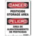 Danger/Peligro: Pesticide Storage Area/Area De Almacenamiento De Pesticidas Signs