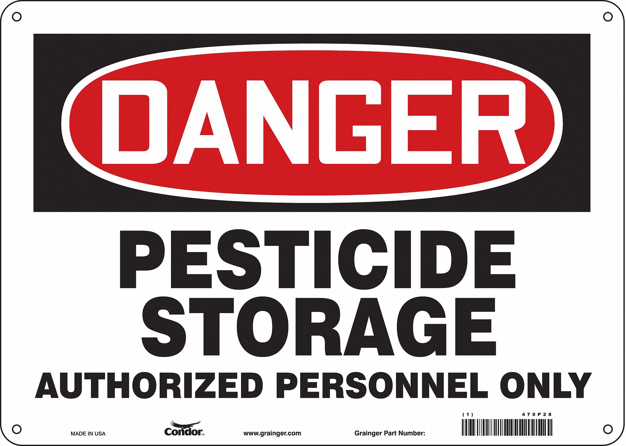 Safety Sign: Aluminum, Mounting Holes Sign Mounting, 10 in x 14 in Nominal Sign Size, 0.032 in Thick