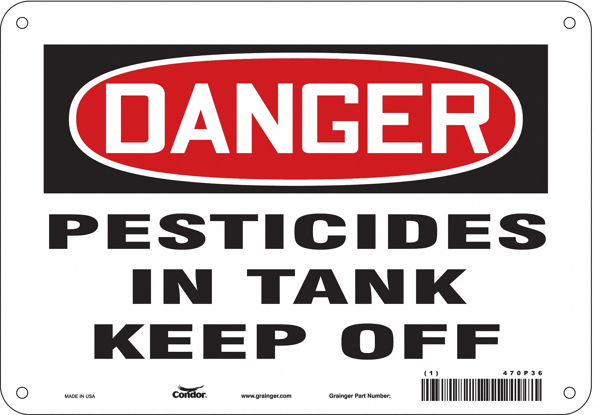 Safety Sign: Polyethylene, Mounting Holes Sign Mounting, 7 in x 10 in Nominal Sign Size