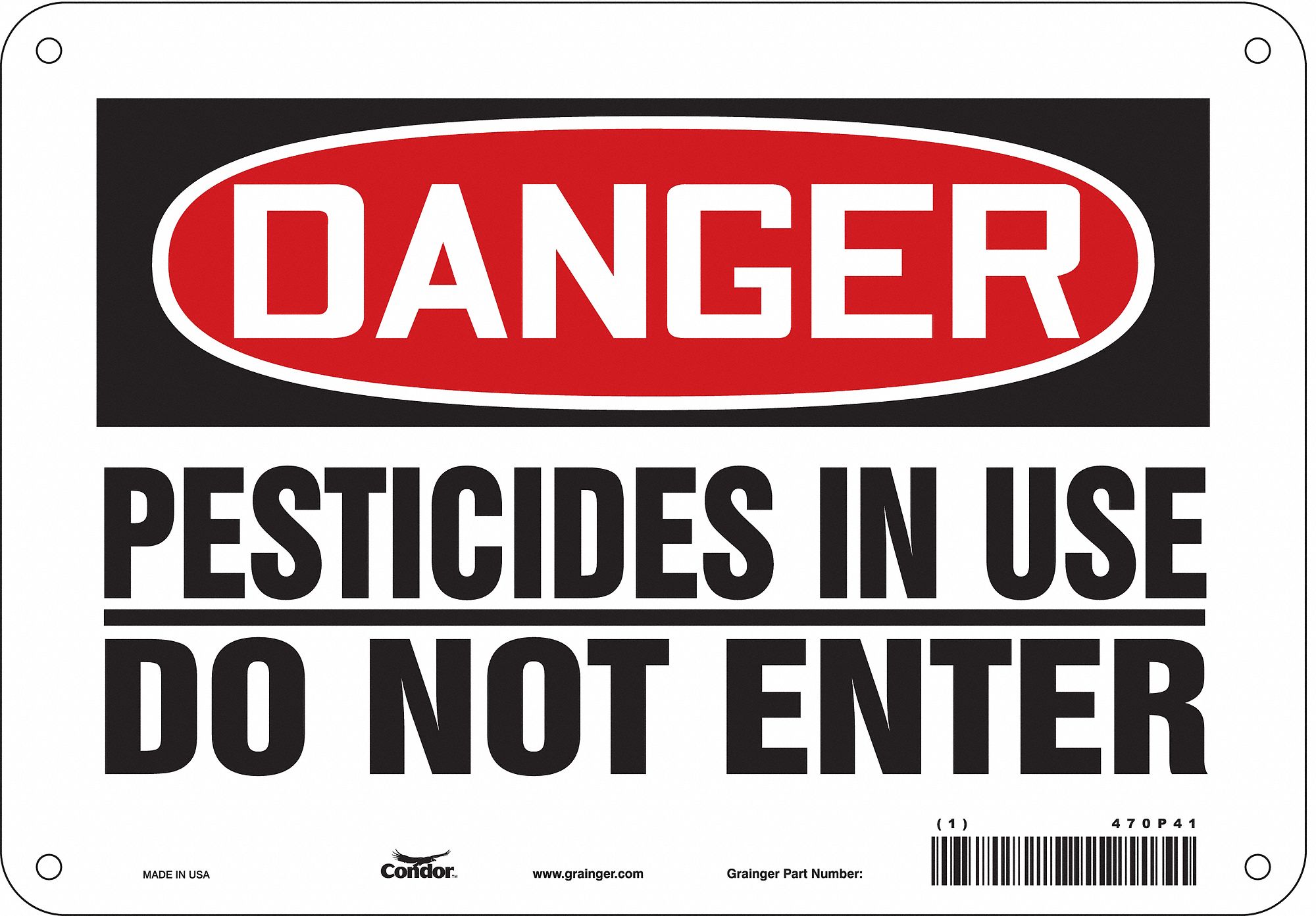 Safety Sign: Aluminum, Mounting Holes Sign Mounting, 7 in x 10 in Nominal Sign Size, 0.032 in Thick