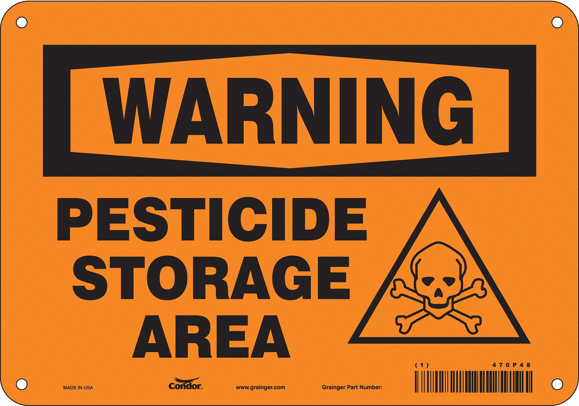 Safety Sign: Aluminum, Mounting Holes Sign Mounting, 7 in x 10 in Nominal Sign Size, 0.032 in Thick