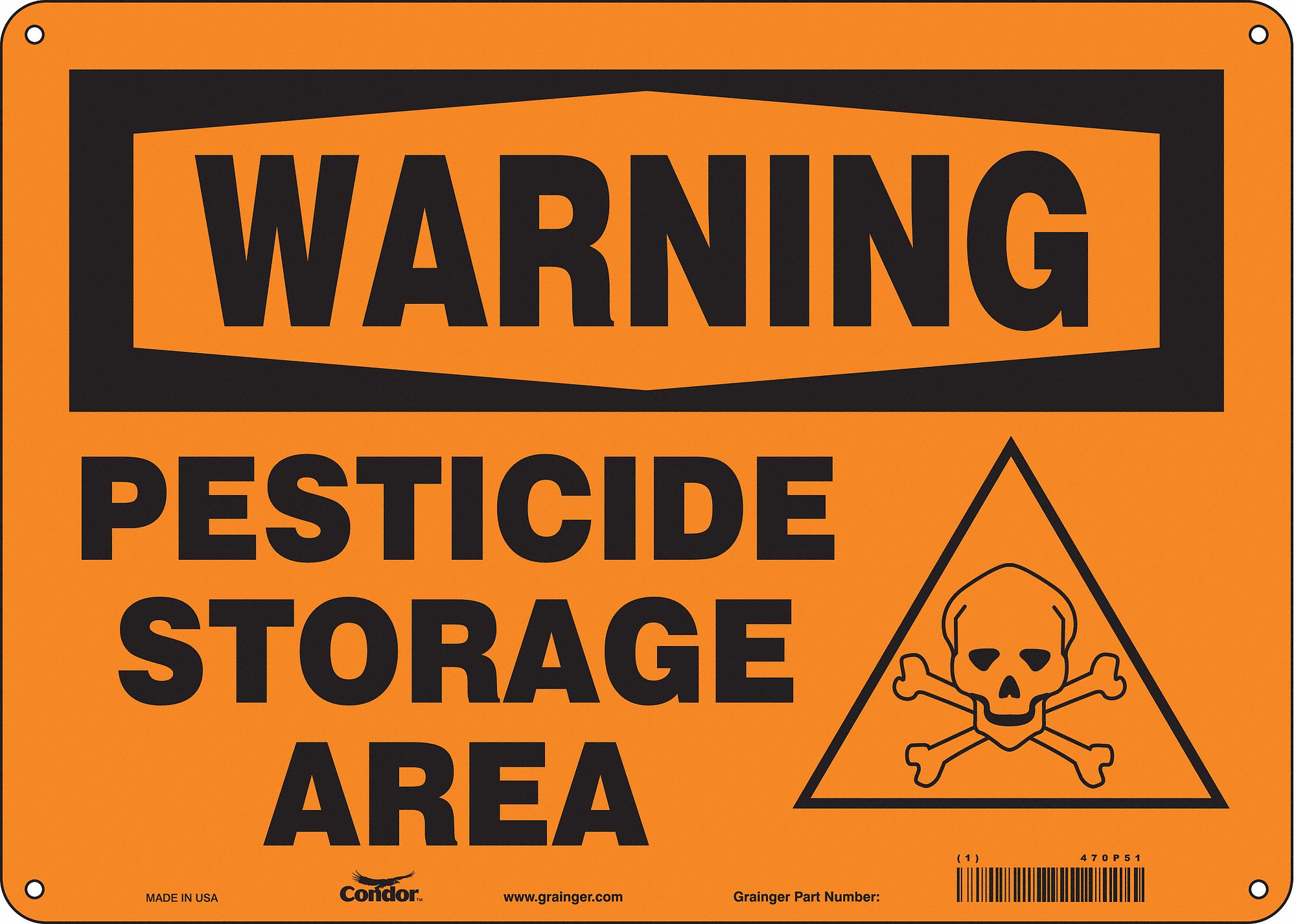 Safety Sign: Polyethylene, Mounting Holes Sign Mounting, 10 in x 14 in Nominal Sign Size, Warning