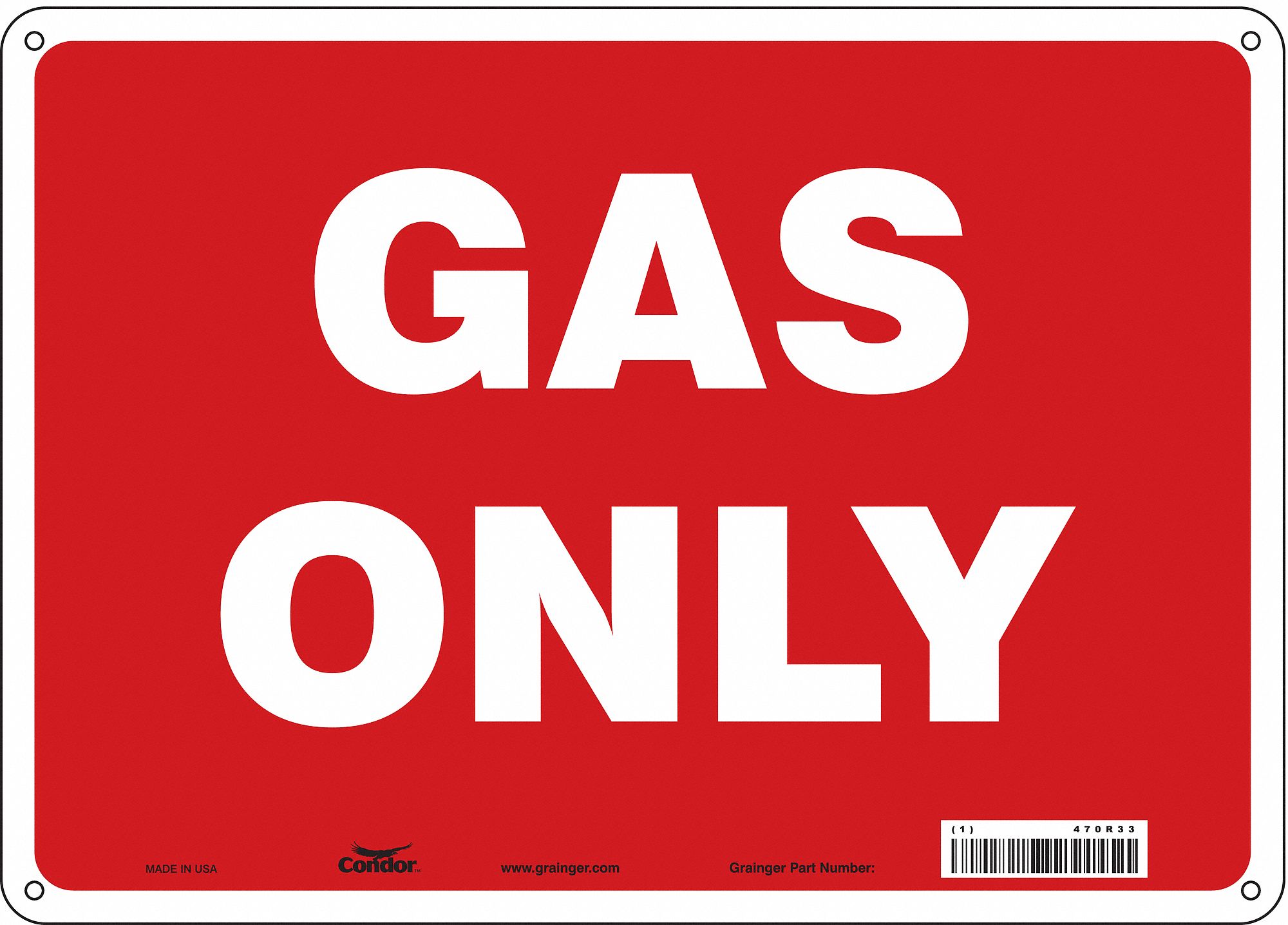 Safety Sign: Polyethylene, Mounting Holes Sign Mounting, 10 in x 14 in Nominal Sign Size
