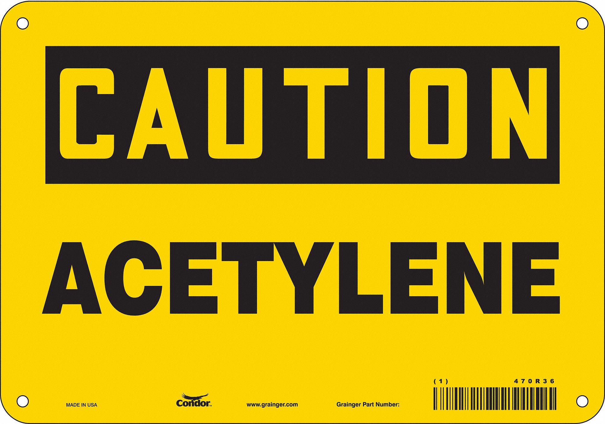 Safety Sign: Aluminum, Mounting Holes Sign Mounting, 7 in x 10 in Nominal Sign Size, 0.032 in Thick