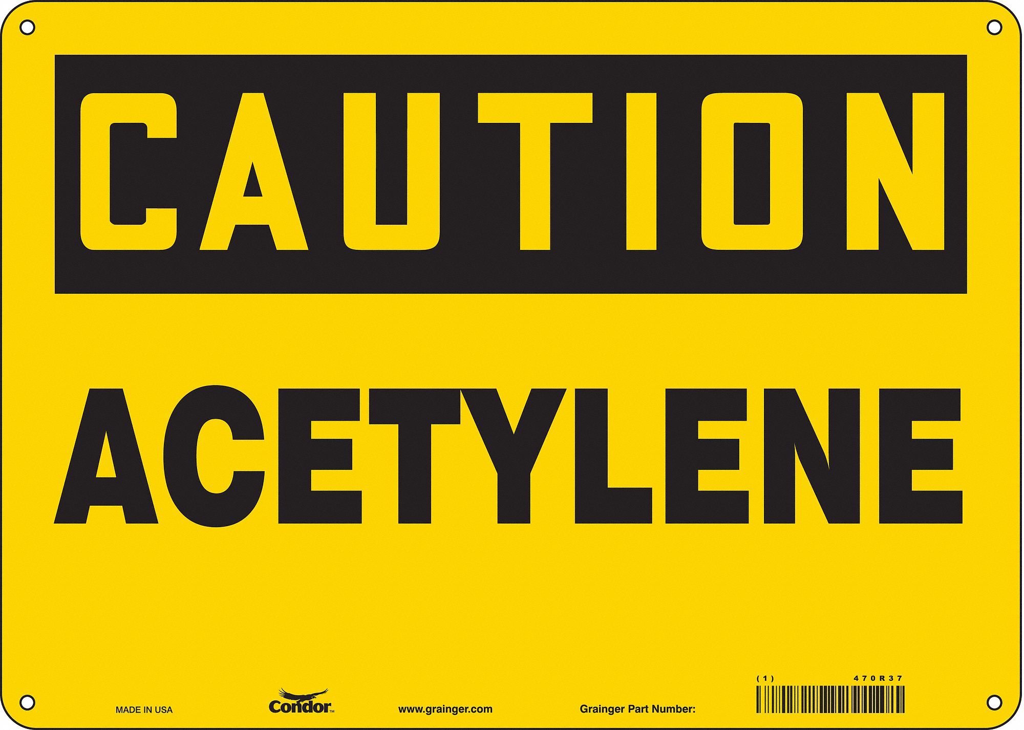 Safety Sign: Aluminum, Mounting Holes Sign Mounting, 10 in x 14 in Nominal Sign Size, 0.032 in Thick