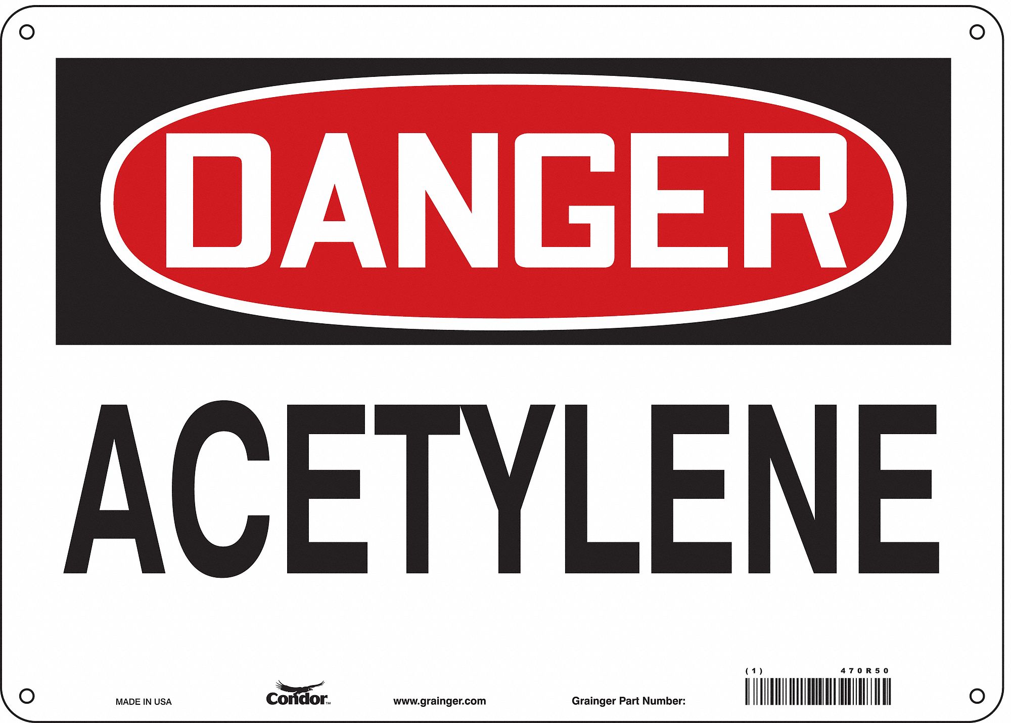 Safety Sign: Aluminum, Mounting Holes Sign Mounting, 10 in x 14 in Nominal Sign Size, 0.032 in Thick