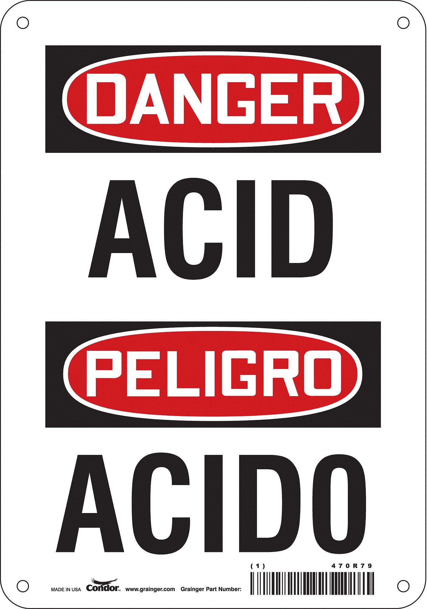 Safety Sign: Aluminum, Mounting Holes Sign Mounting, 10 in x 7 in Nominal Sign Size, 0.032 in Thick