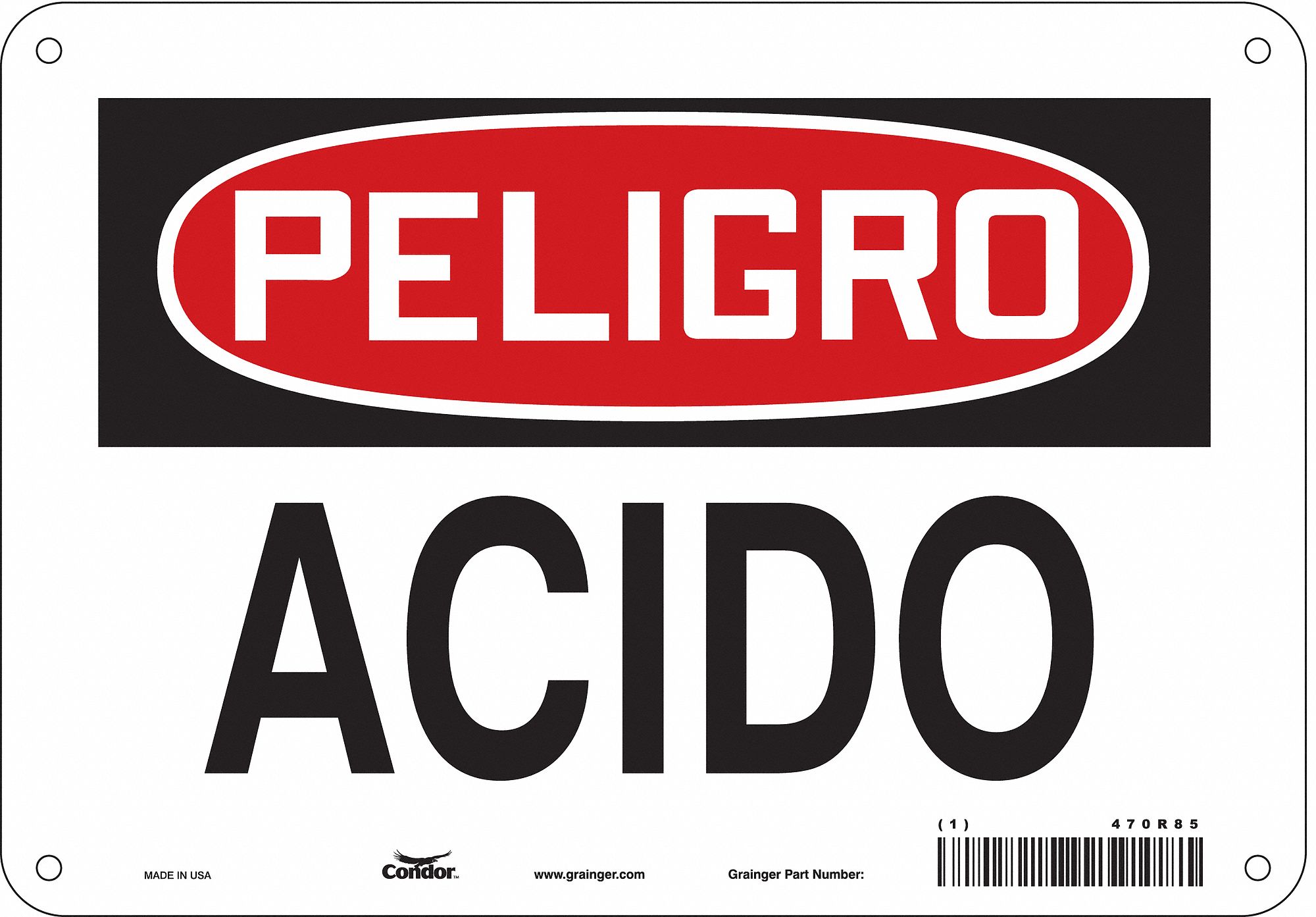 Safety Sign: Aluminum, Mounting Holes Sign Mounting, 7 in x 10 in Nominal Sign Size, 0.032 in Thick