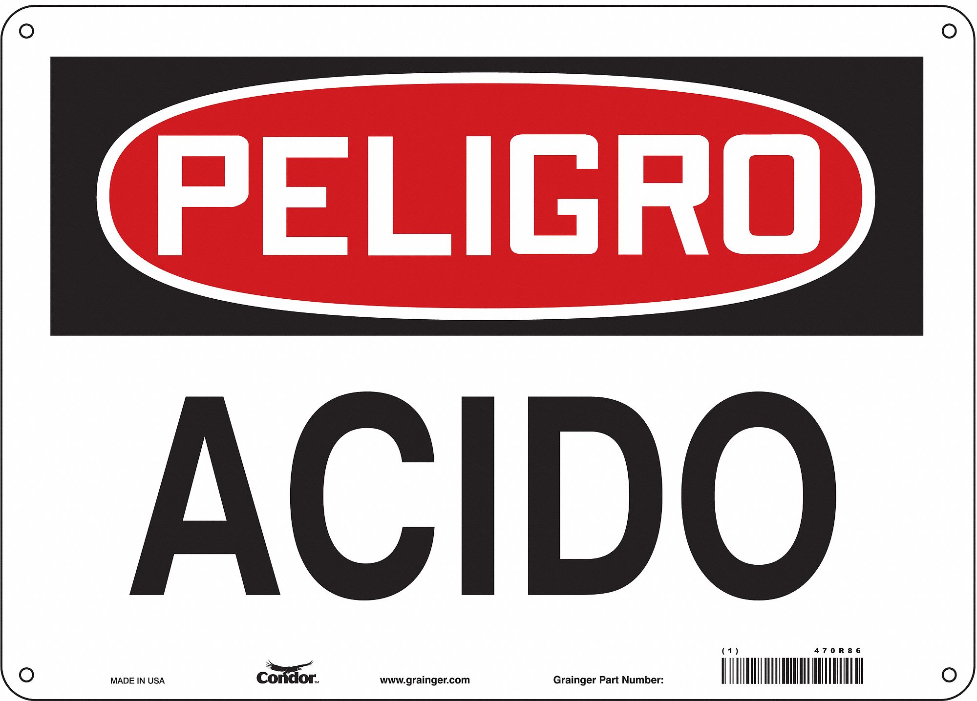 Safety Sign: Aluminum, Mounting Holes Sign Mounting, 10 in x 14 in Nominal Sign Size, 0.032 in Thick